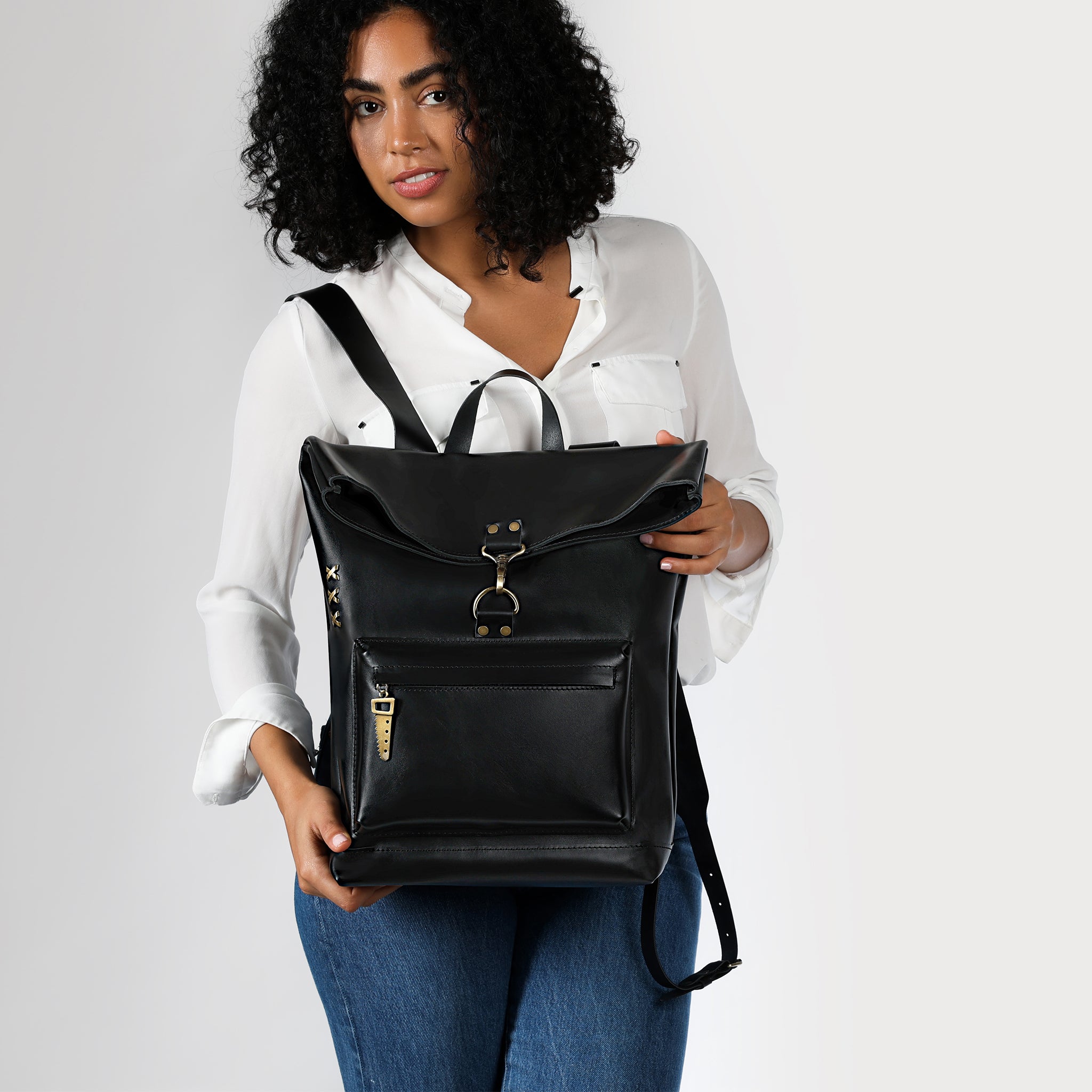 Roll-top Handcrafting Leather Women's Backpack - Forester 13", 14", 15" and 16" inch laptops
