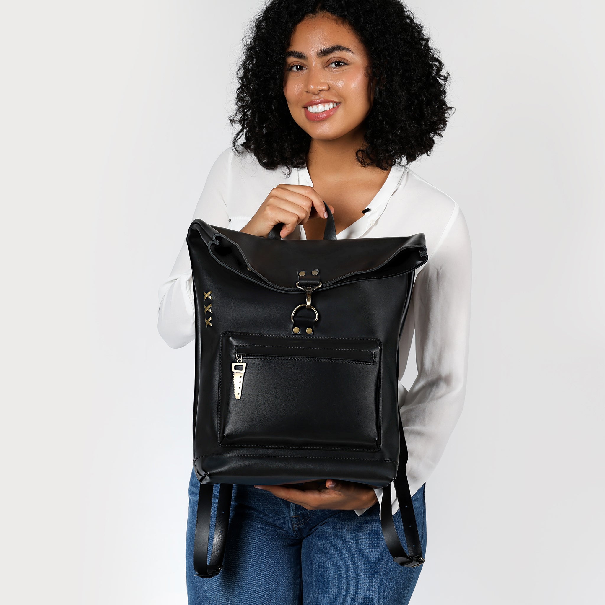 Roll-top Handcrafting Leather Women's Backpack - Forester 13", 14", 15" and 16" inch laptops