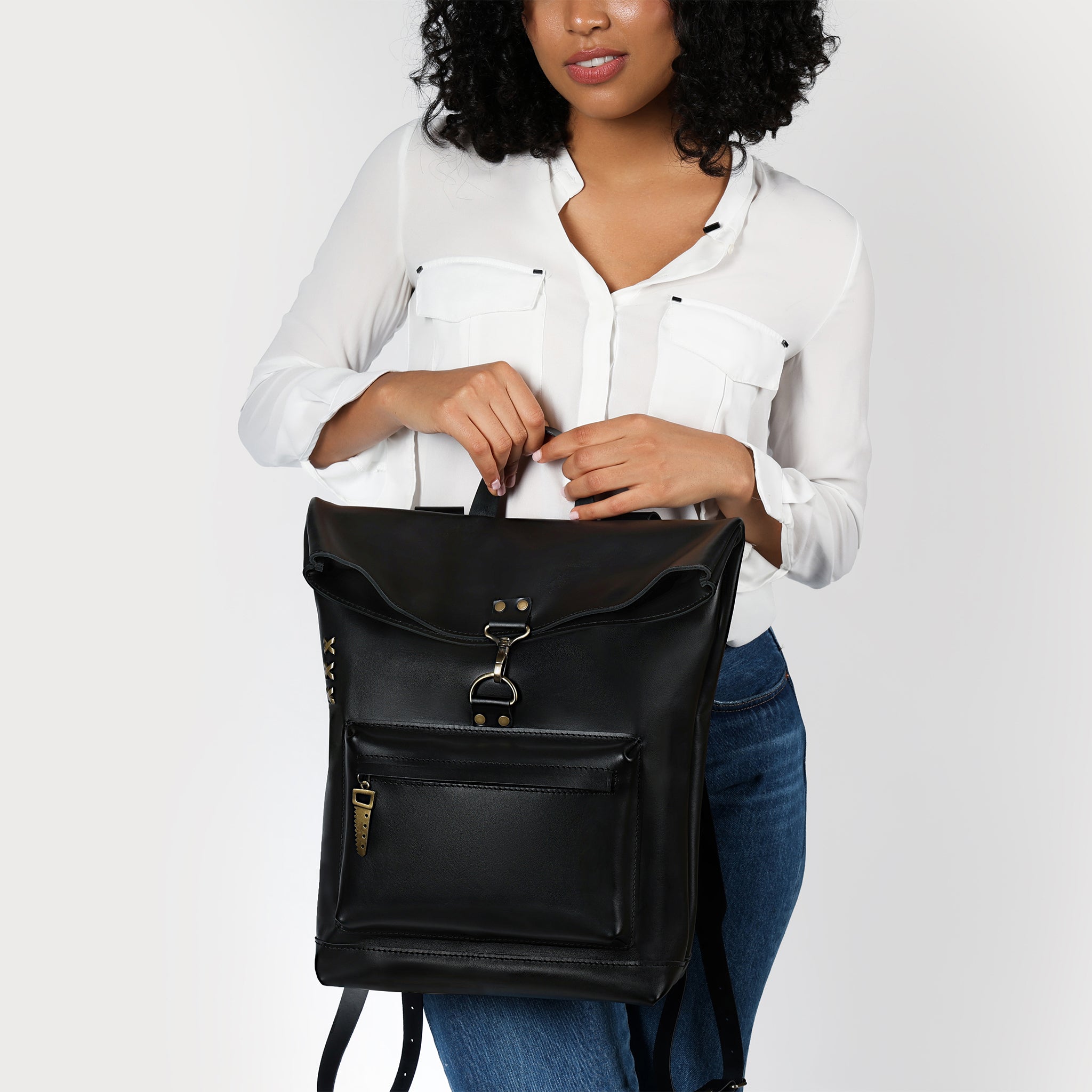 Roll-top Handcrafting Leather Women's Backpack - Forester 13", 14", 15" and 16" inch laptops