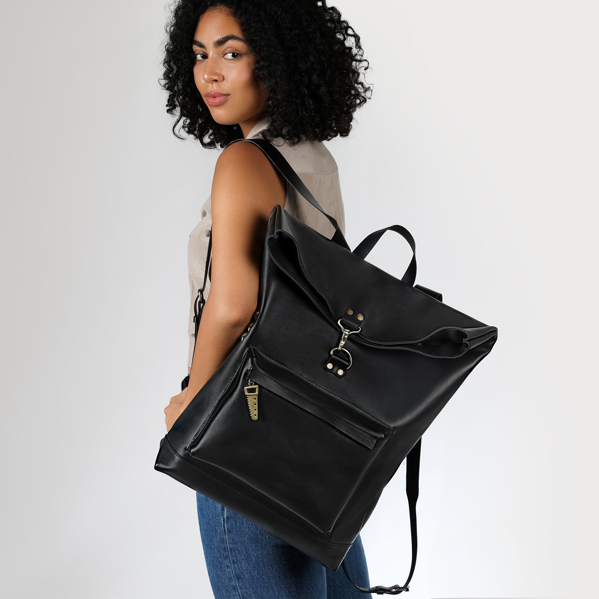 Roll-top Handcrafting Leather Women's Backpack - Forester 13", 14", 15" and 16" inch laptops