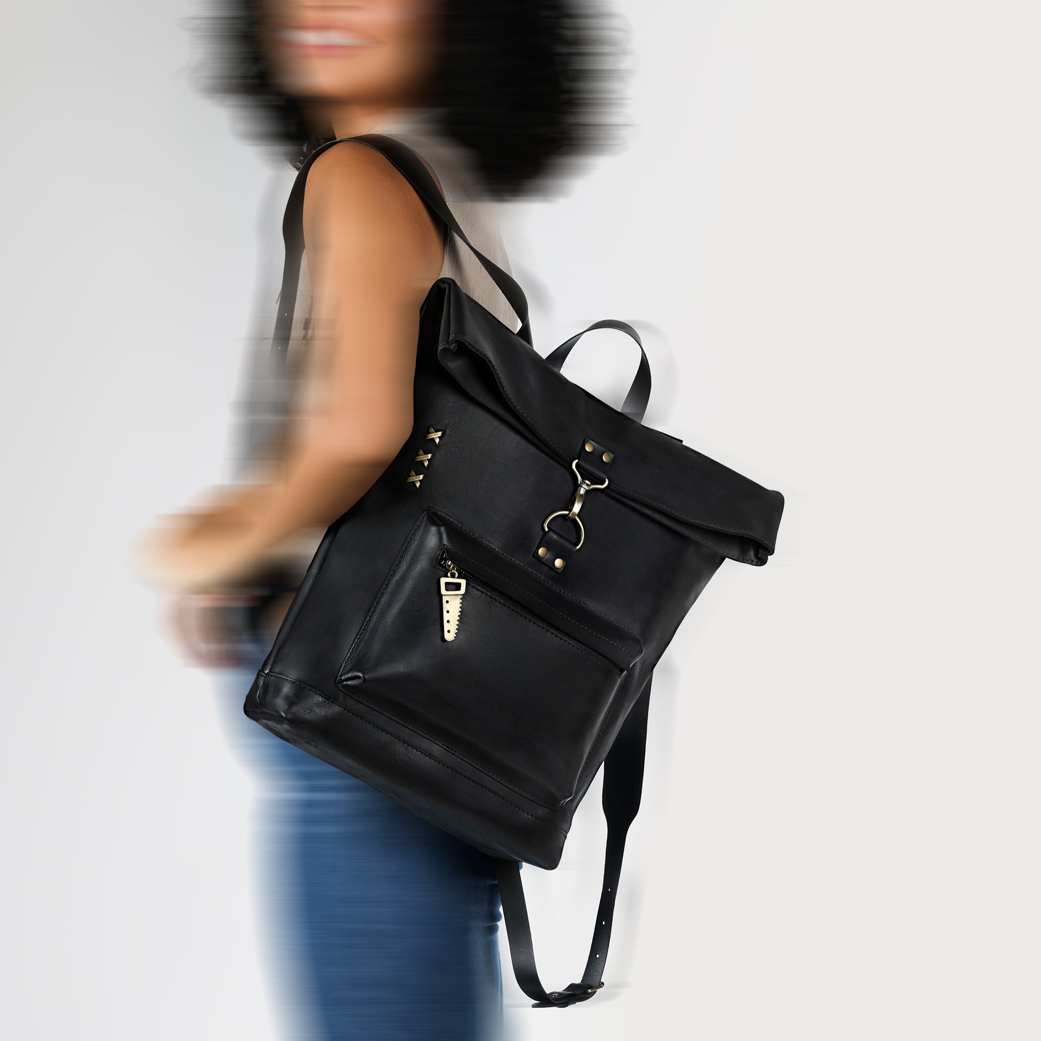 Roll-top Handcrafting Leather Women's Backpack - Forester 13", 14", 15" and 16" inch laptops