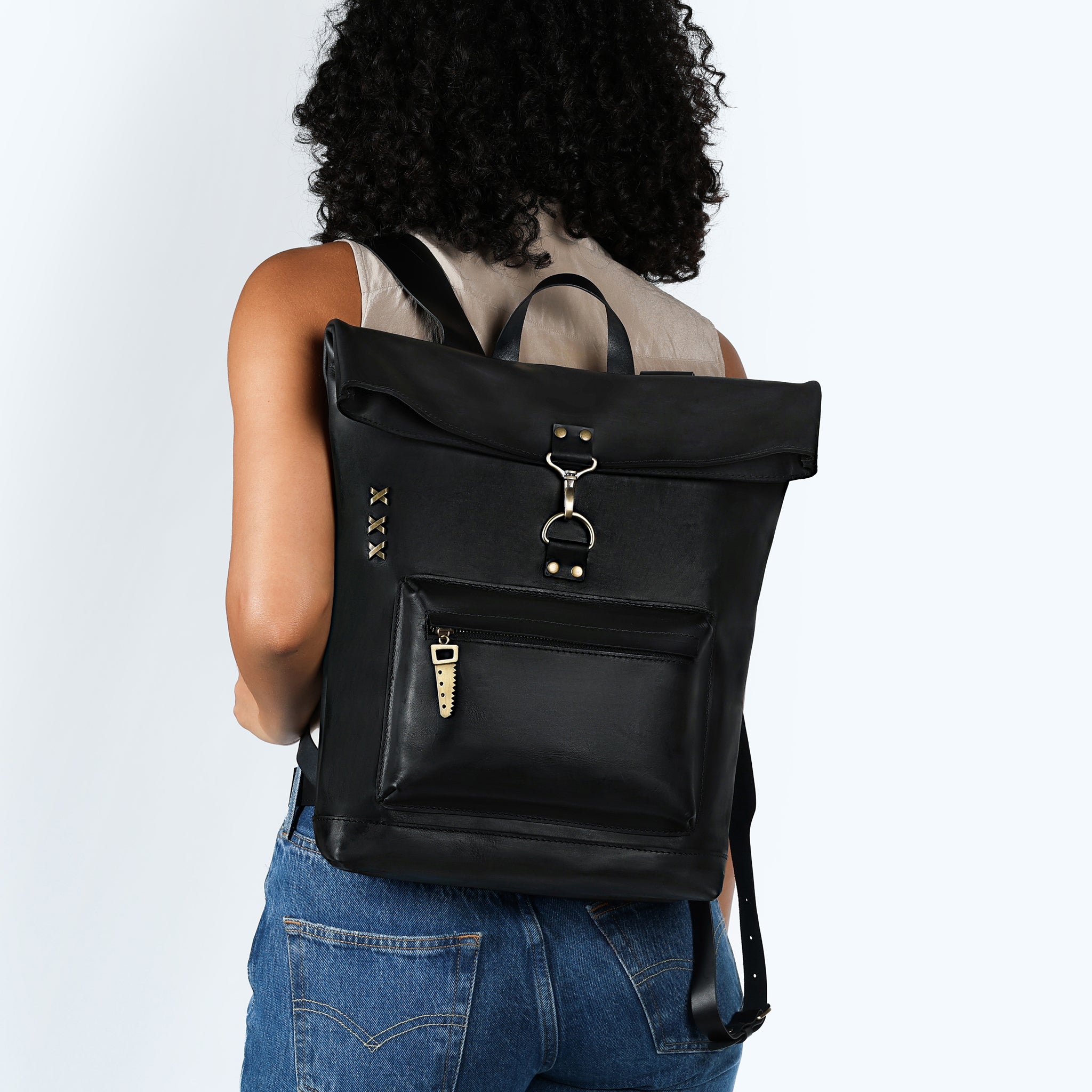 Roll-top Handcrafting Leather Women's Backpack - Forester 13", 14", 15" and 16" inch laptops