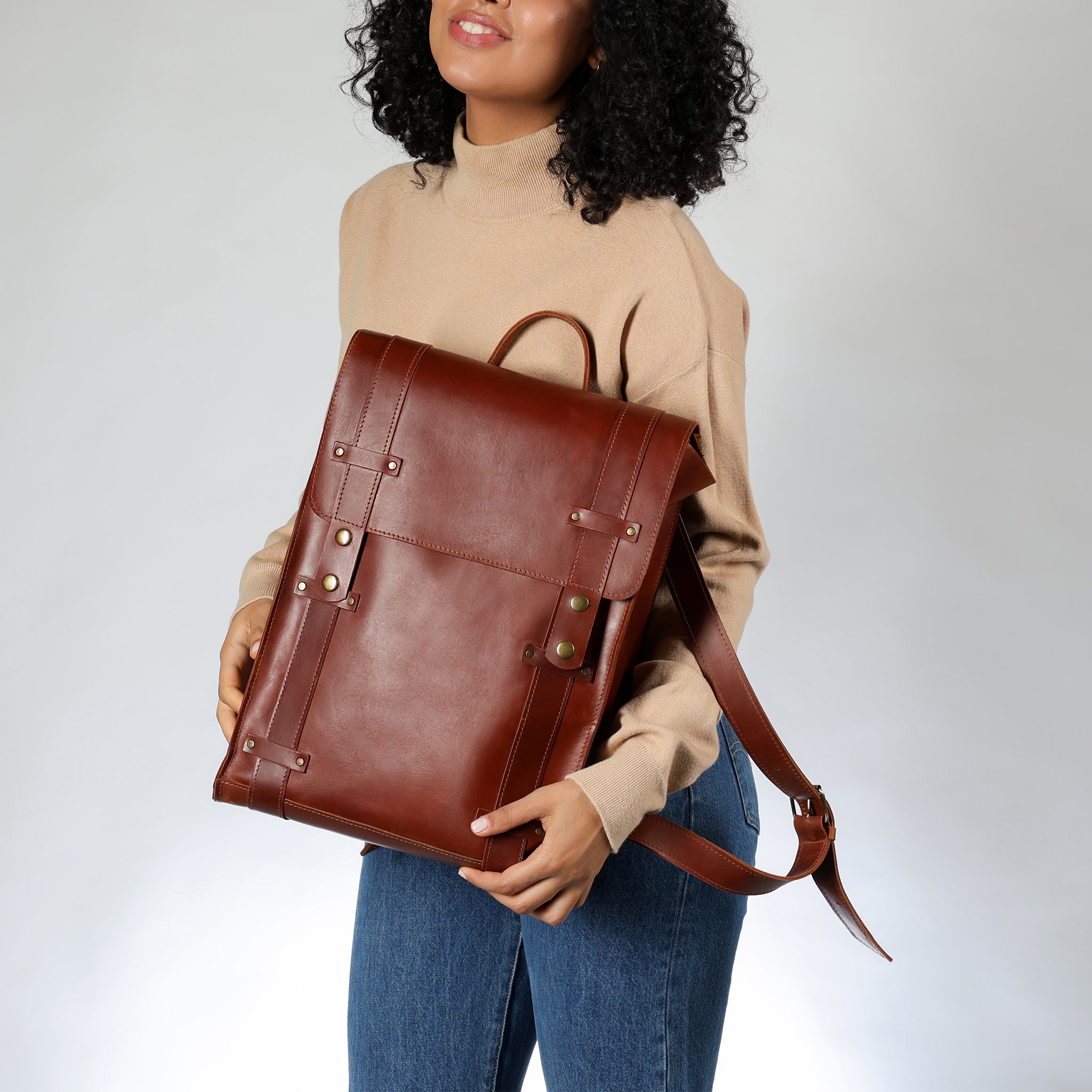 Men's Handcrafting Leather Backpack -Storyteller 13", 14", 15" and 16" inch. laptops