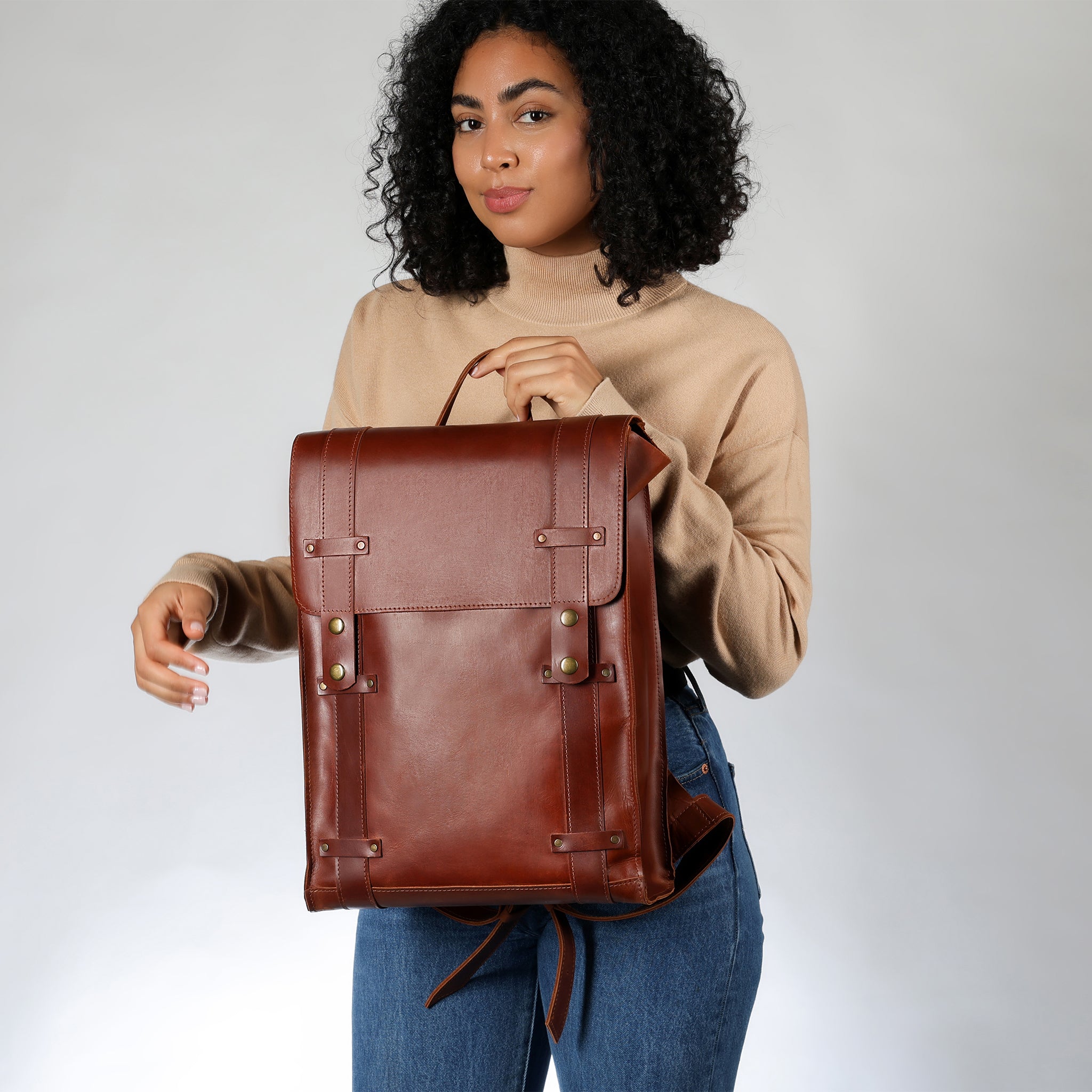 Men's Handcrafting Leather Backpack -Storyteller 13", 14", 15" and 16" inch. laptops
