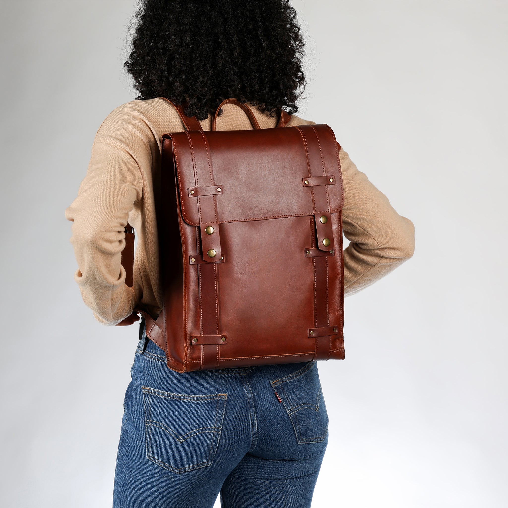 Men's Handcrafting Leather Backpack -Storyteller 13", 14", 15" and 16" inch. laptops