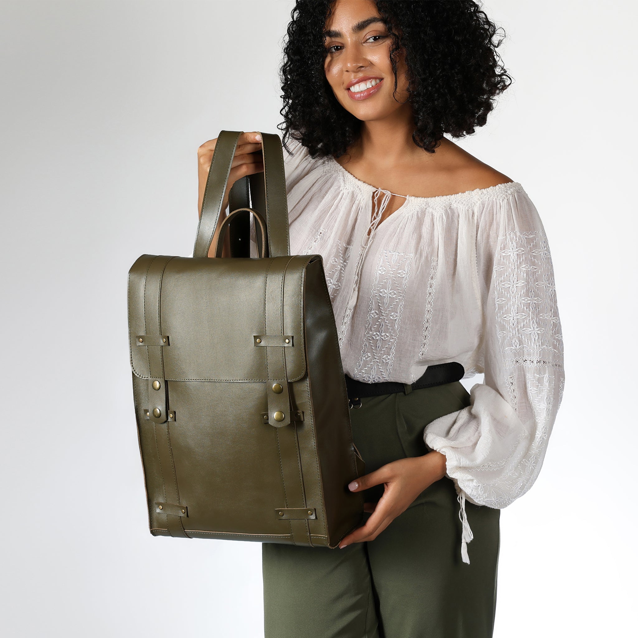 Women's Handcrafting Leather Backpack - Storyteller 13", 14", 15" and 16" inch laptops