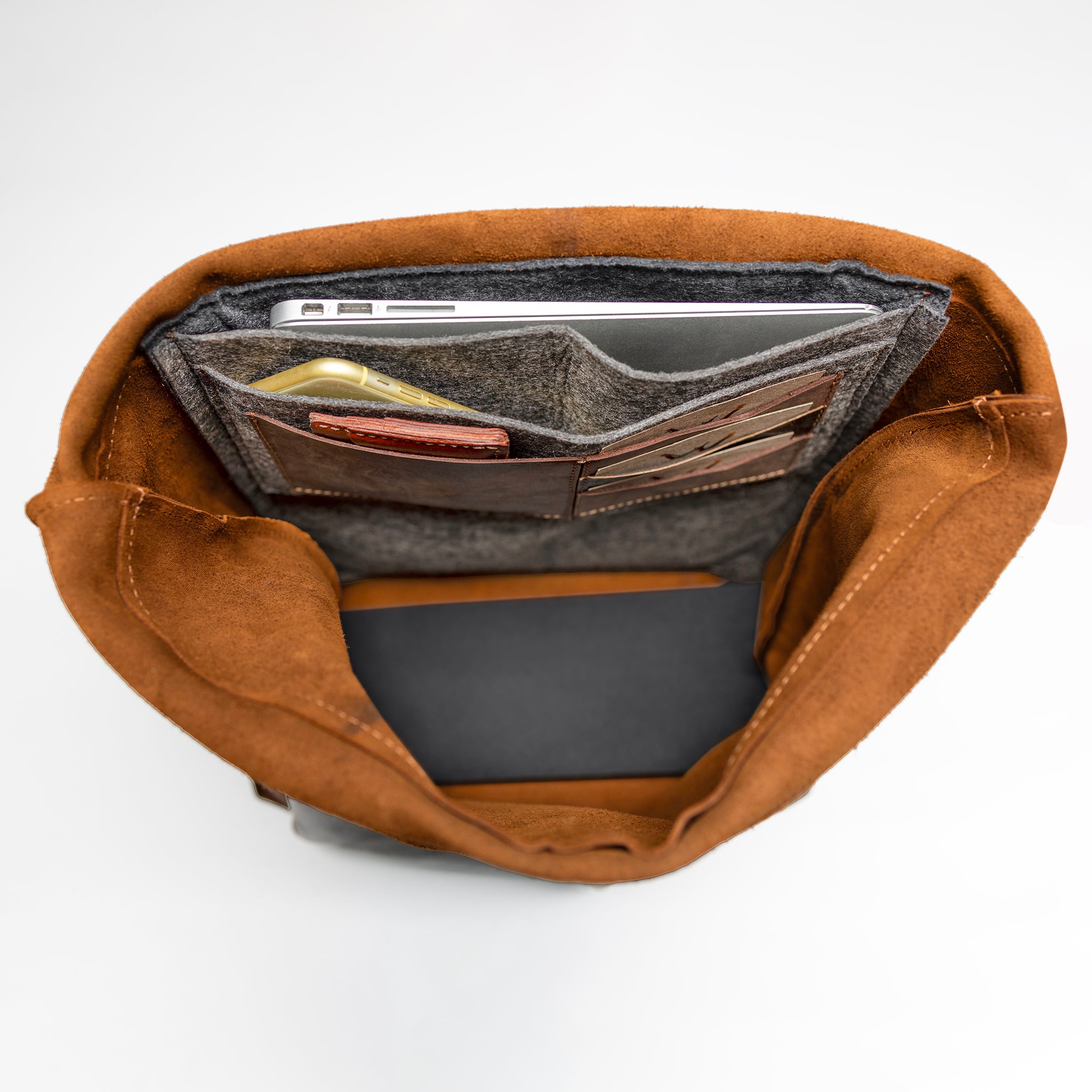 Roll-top Handcrafting Leather Women's Backpack - Forester 13", 14", 15" and 16" inch laptops