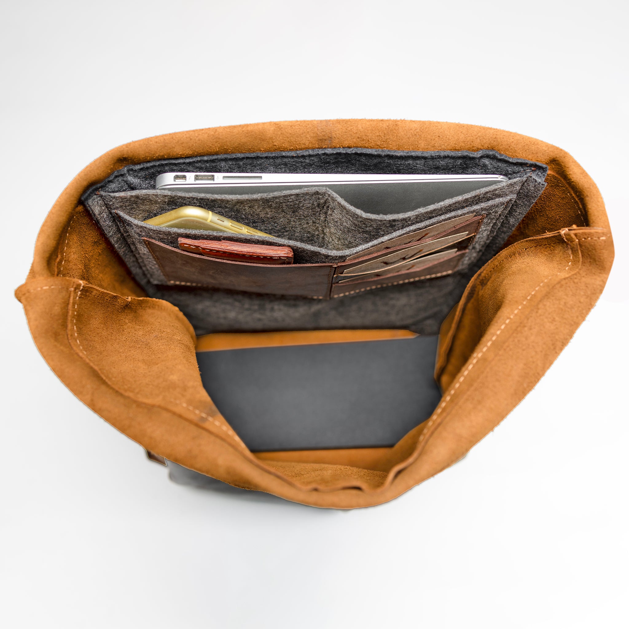 Handcrafting Men's Roll-Top Backpack Leather - 13", 14", 15" and 16" inch. laptops