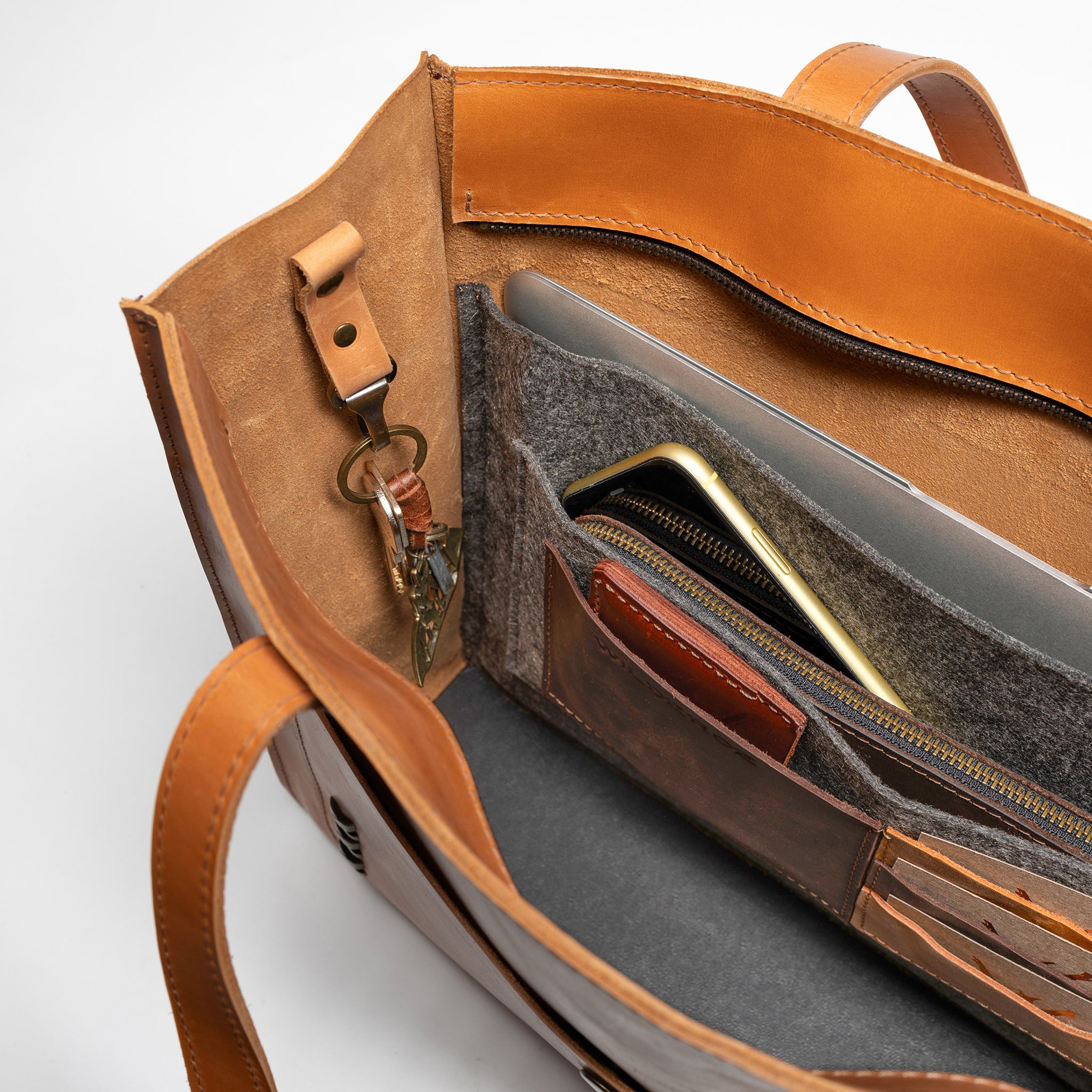 Handmade Leather Tote Laptop Bag For Women 13"and 14 inch. Laptops - Western
