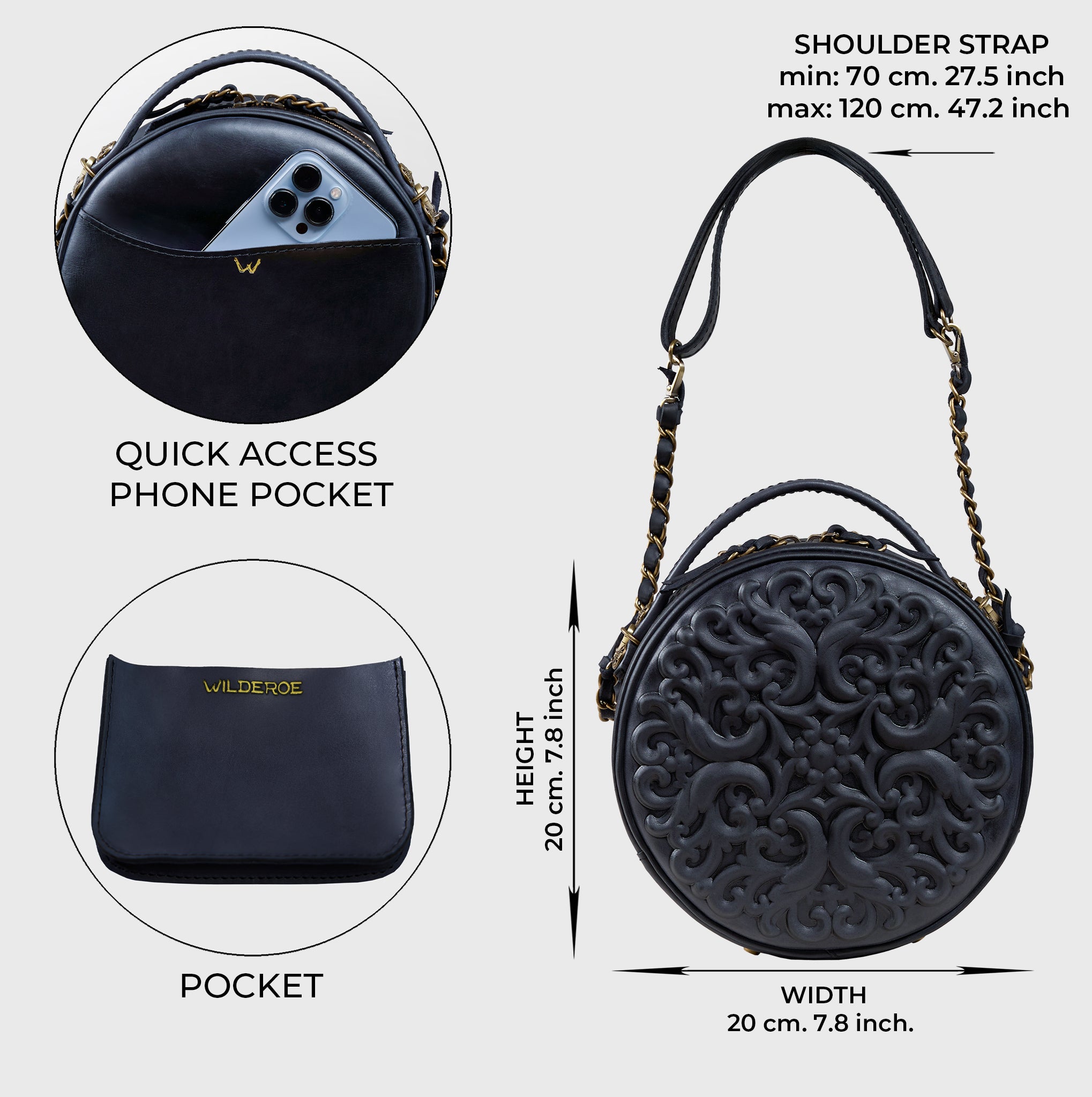 Round Leather Bag Bohemian Collection-Unique Designer Baroque style Round Bag
