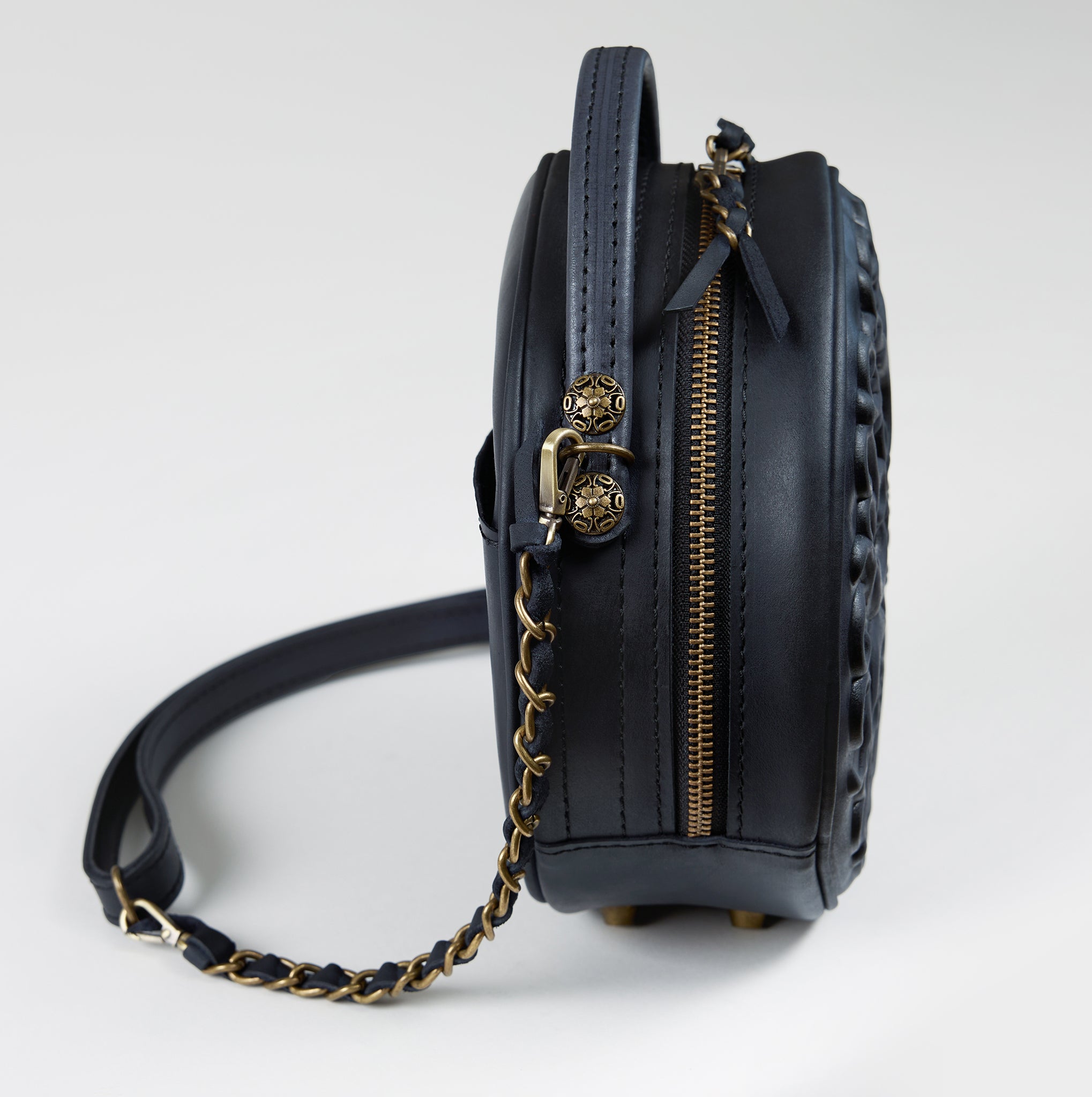 Round Leather Bag Bohemian Collection-Unique Designer Baroque style Round Bag