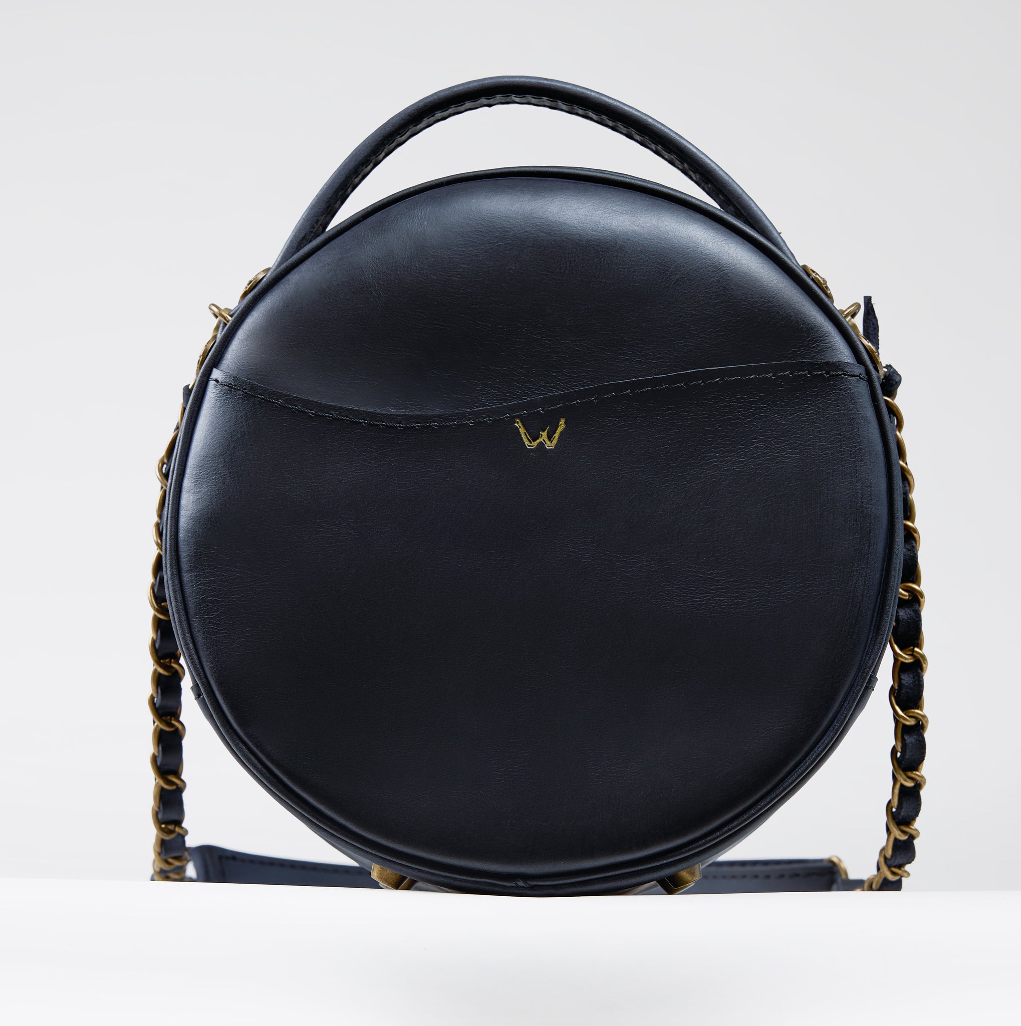 Round Leather Bag Bohemian Collection-Unique Designer Baroque style Round Bag