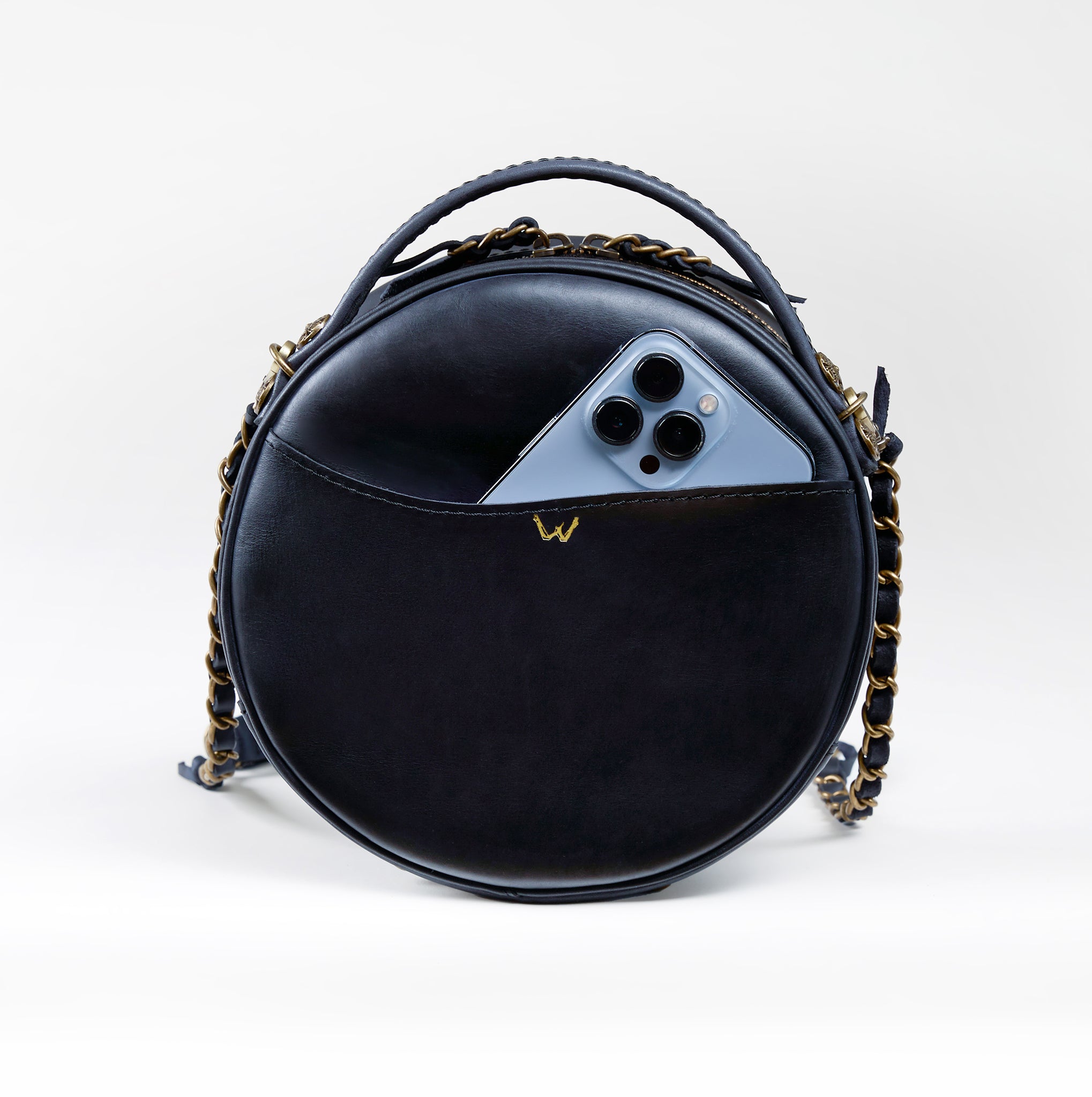 Round Leather Bag Bohemian Collection-Unique Designer Baroque style Round Bag