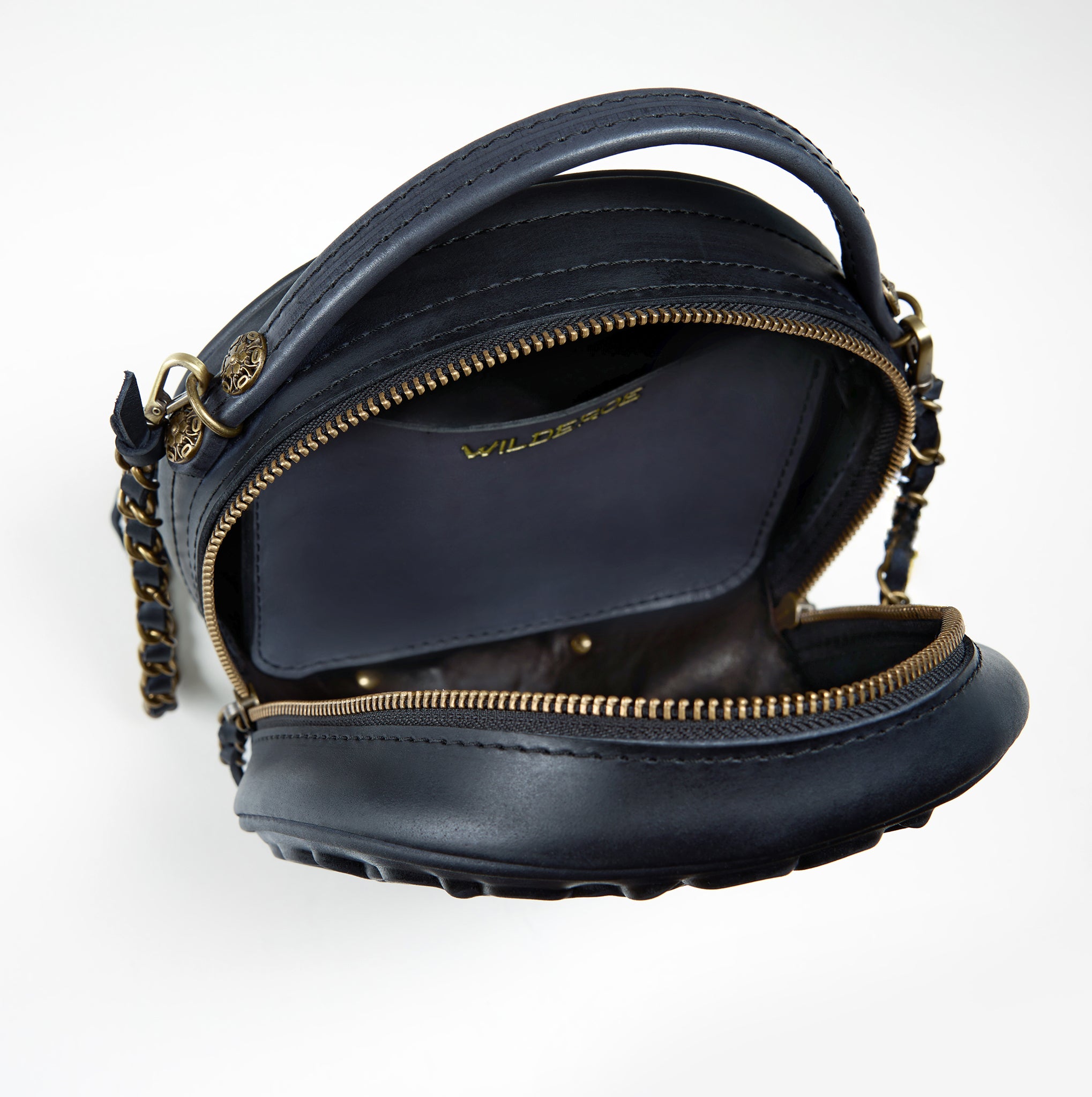 Round Leather Bag Bohemian Collection-Unique Designer Baroque style Round Bag