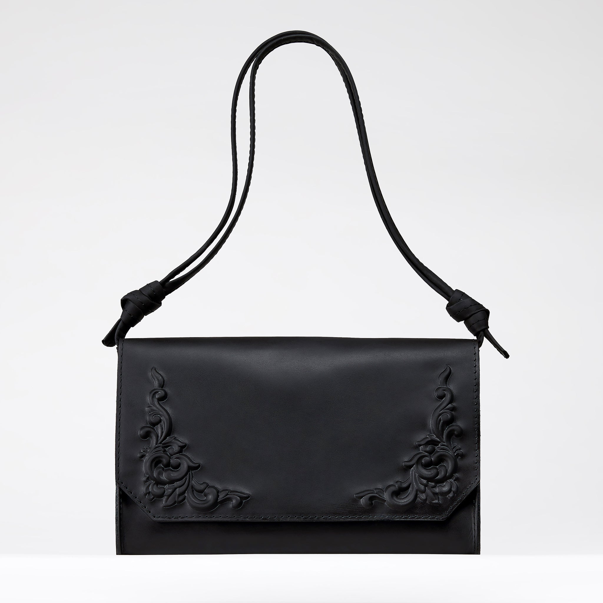 Black Elegant Leather Bag with Baroque Inspiration from the Bohemian Collection