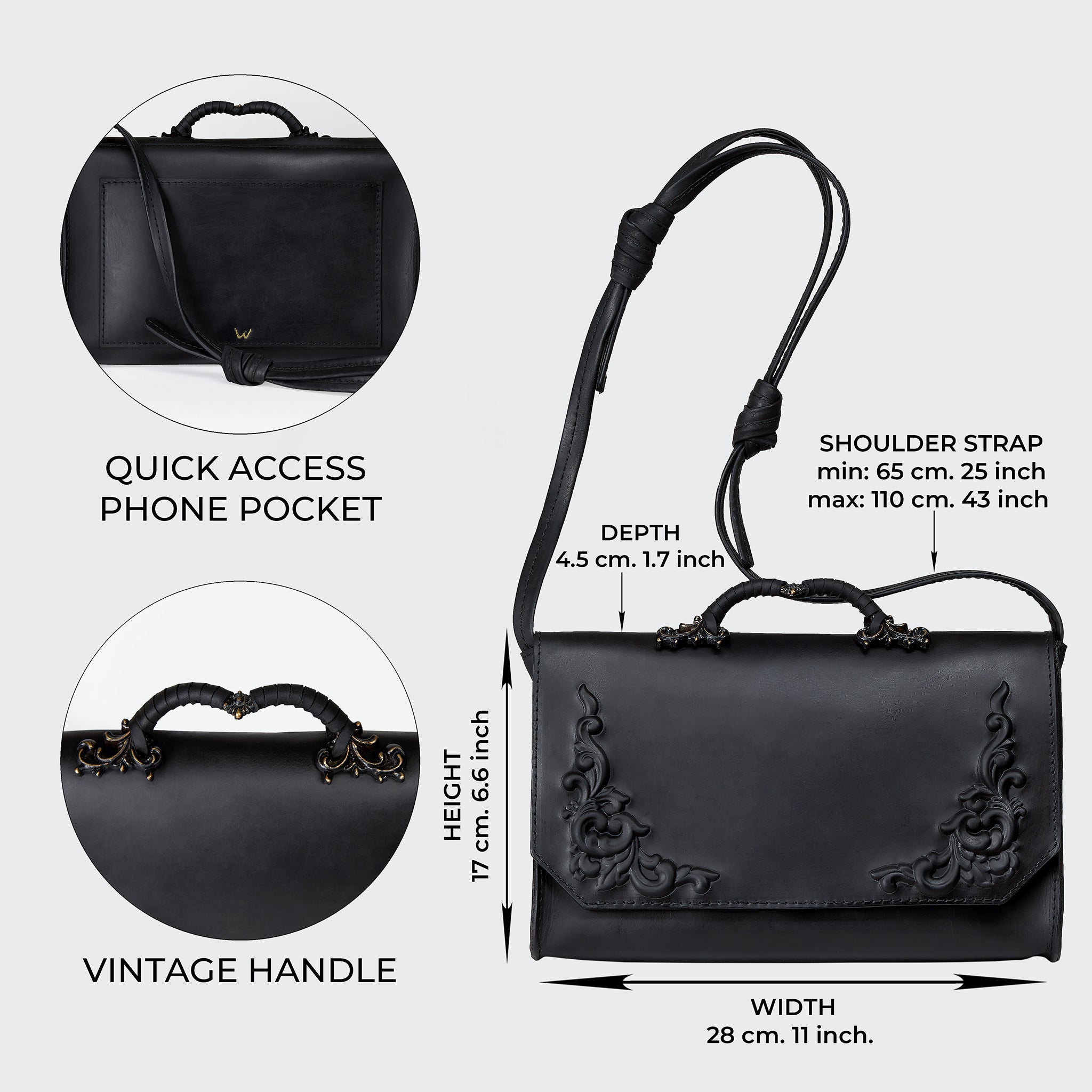 Elegant Designer Rectangular Leather Bag from Bohemian Collection