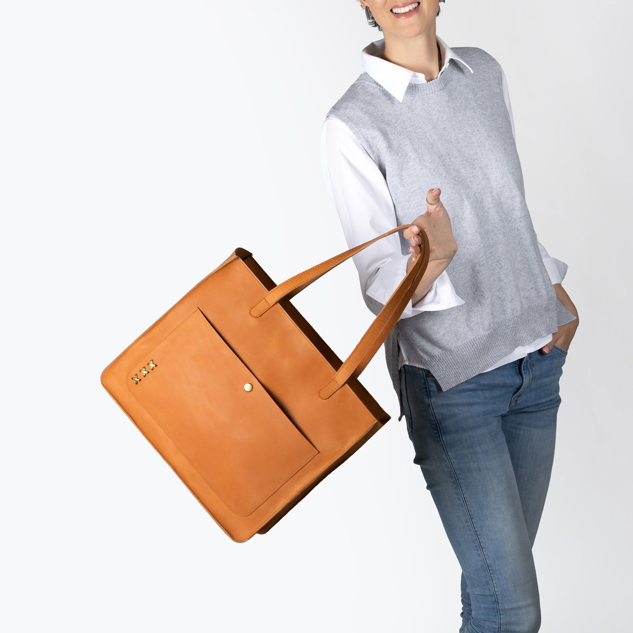 Handmade Leather Tote Laptop Bag For Women 13"and 14 inch. Laptops - Western
