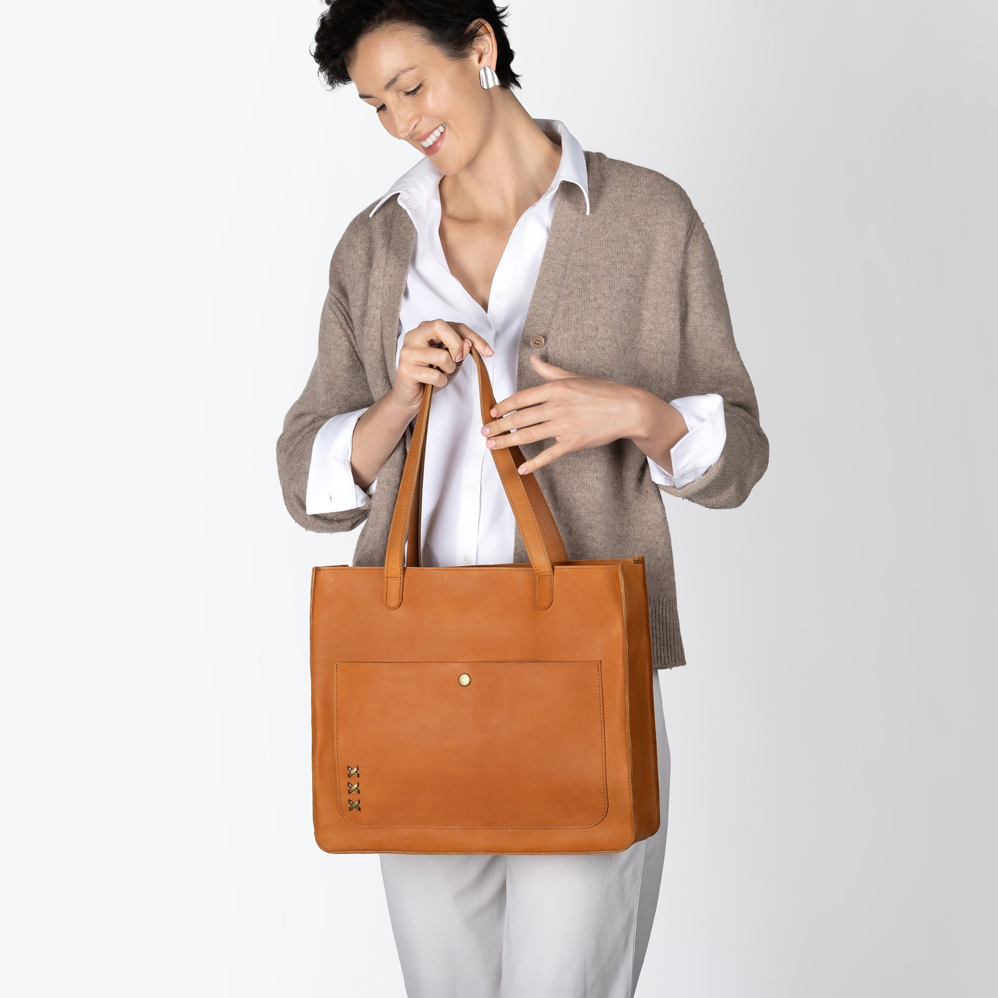 Handmade Leather Tote Laptop Bag For Women 13"and 14 inch. Laptops - Western