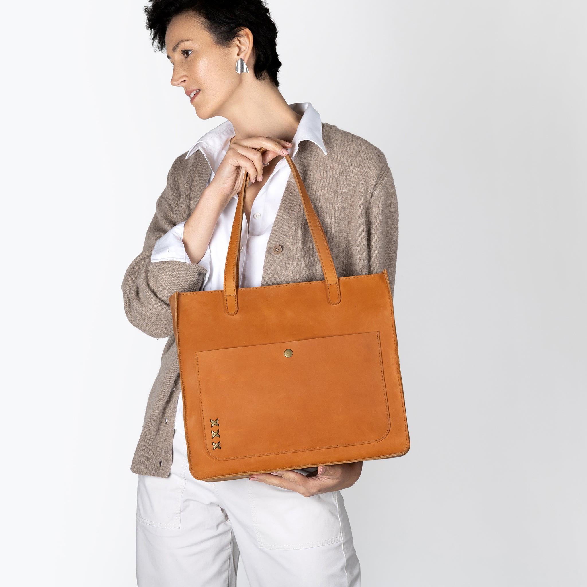Handmade Leather Tote Laptop Bag For Women 13"and 14 inch. Laptops - Western