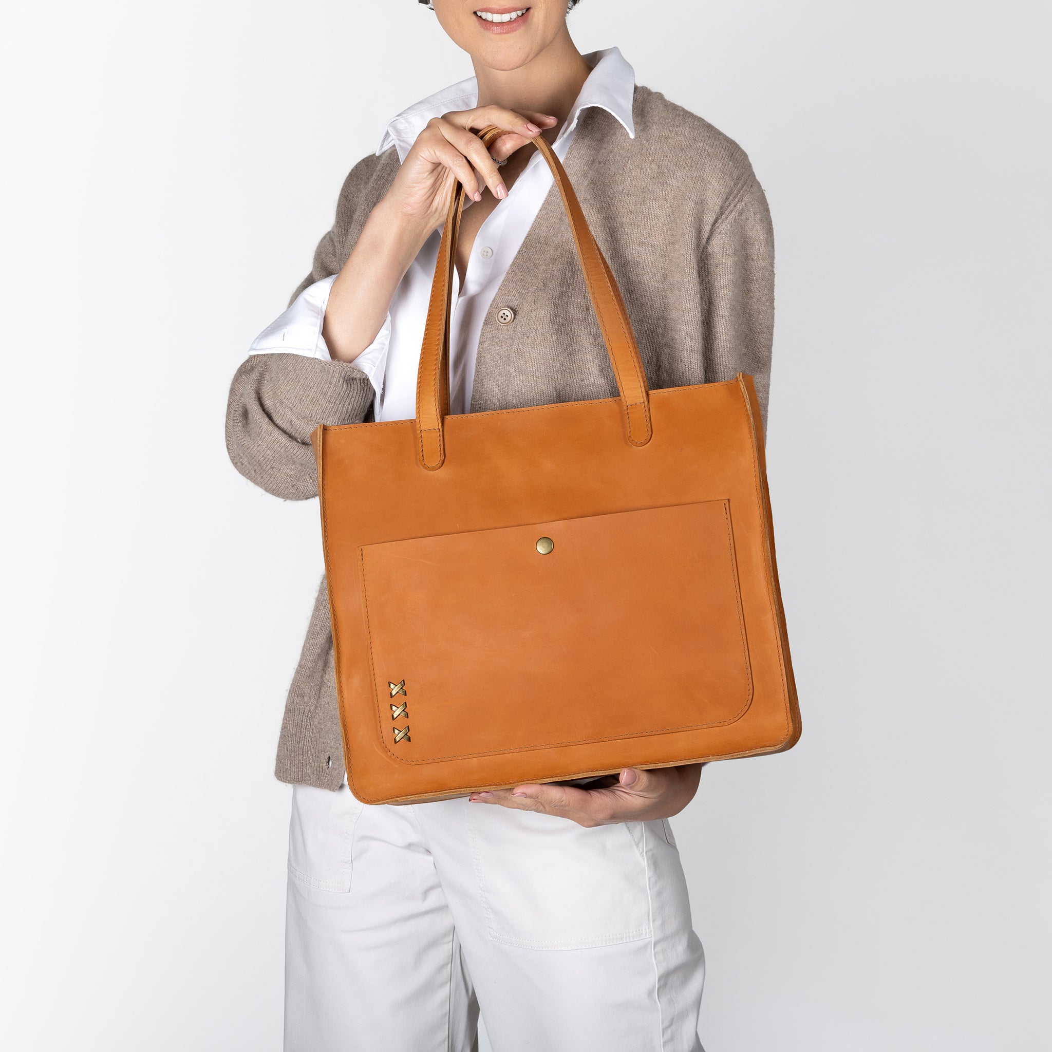 Handmade Leather Tote Laptop Bag For Women 13"and 14 inch. Laptops - Western