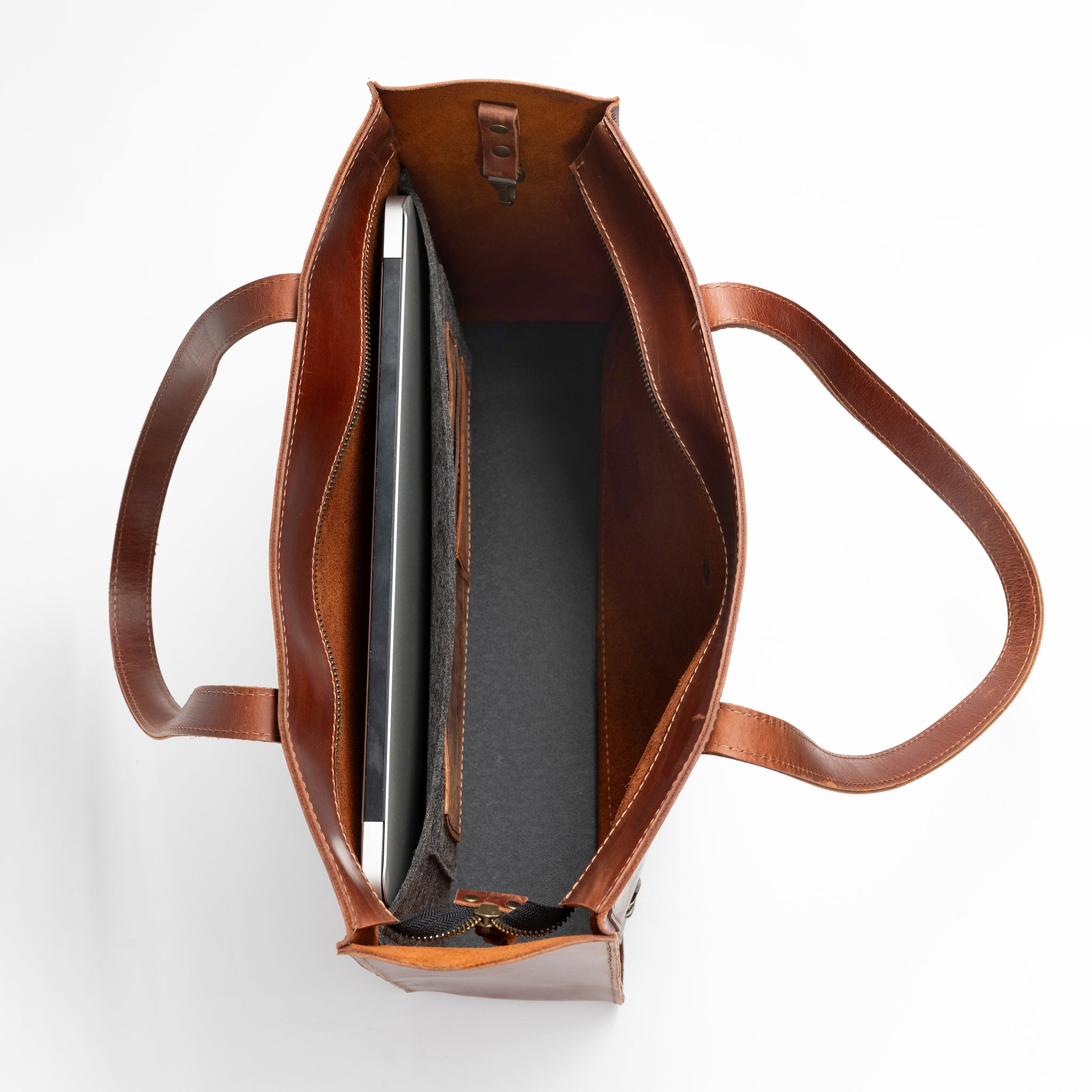 Amsterdam Tote Leather Bag with Hand-Drawn Dutch Street Illustration