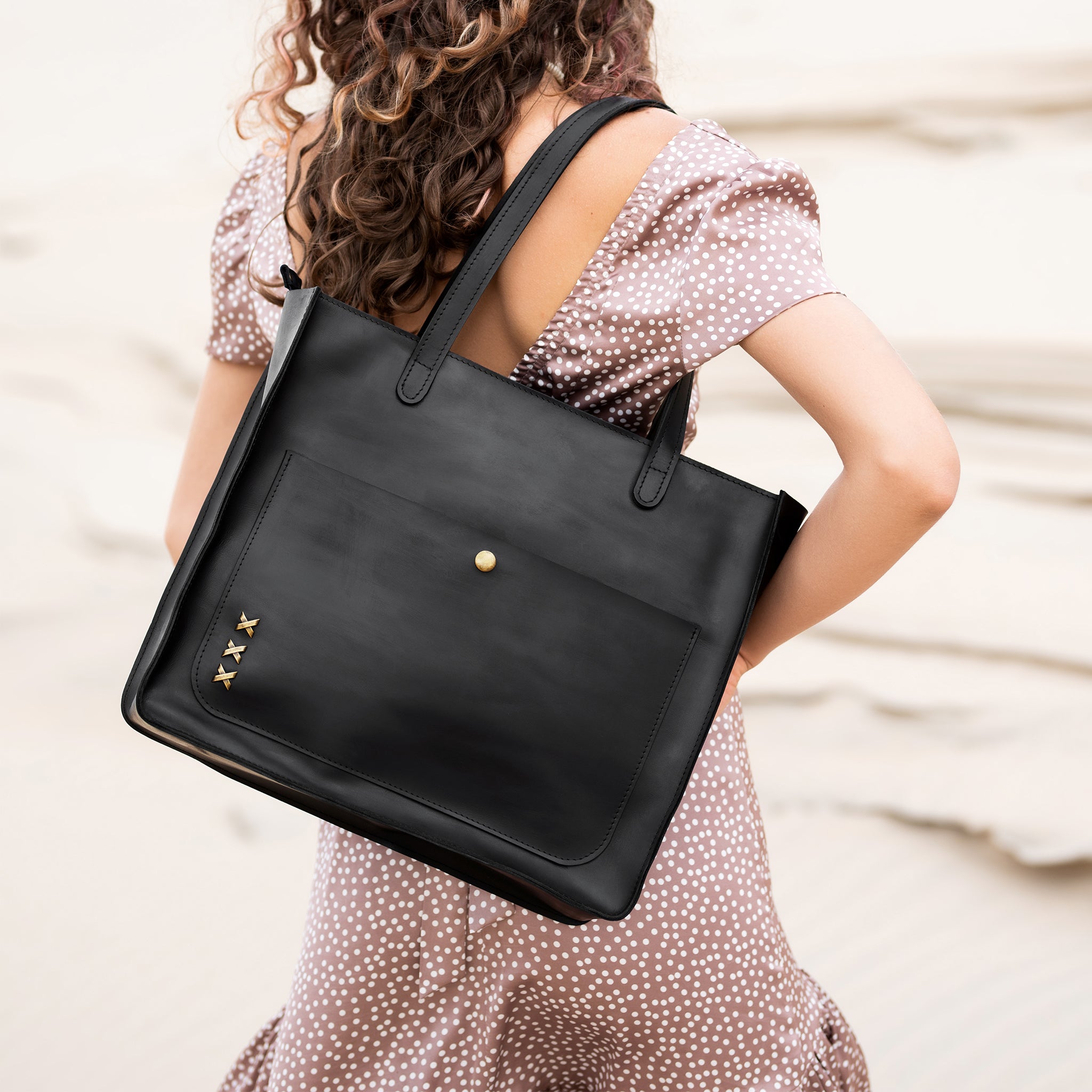 Handmade Leather Tote Laptop Bag For Women 13"and 14 inch. Laptops - Western