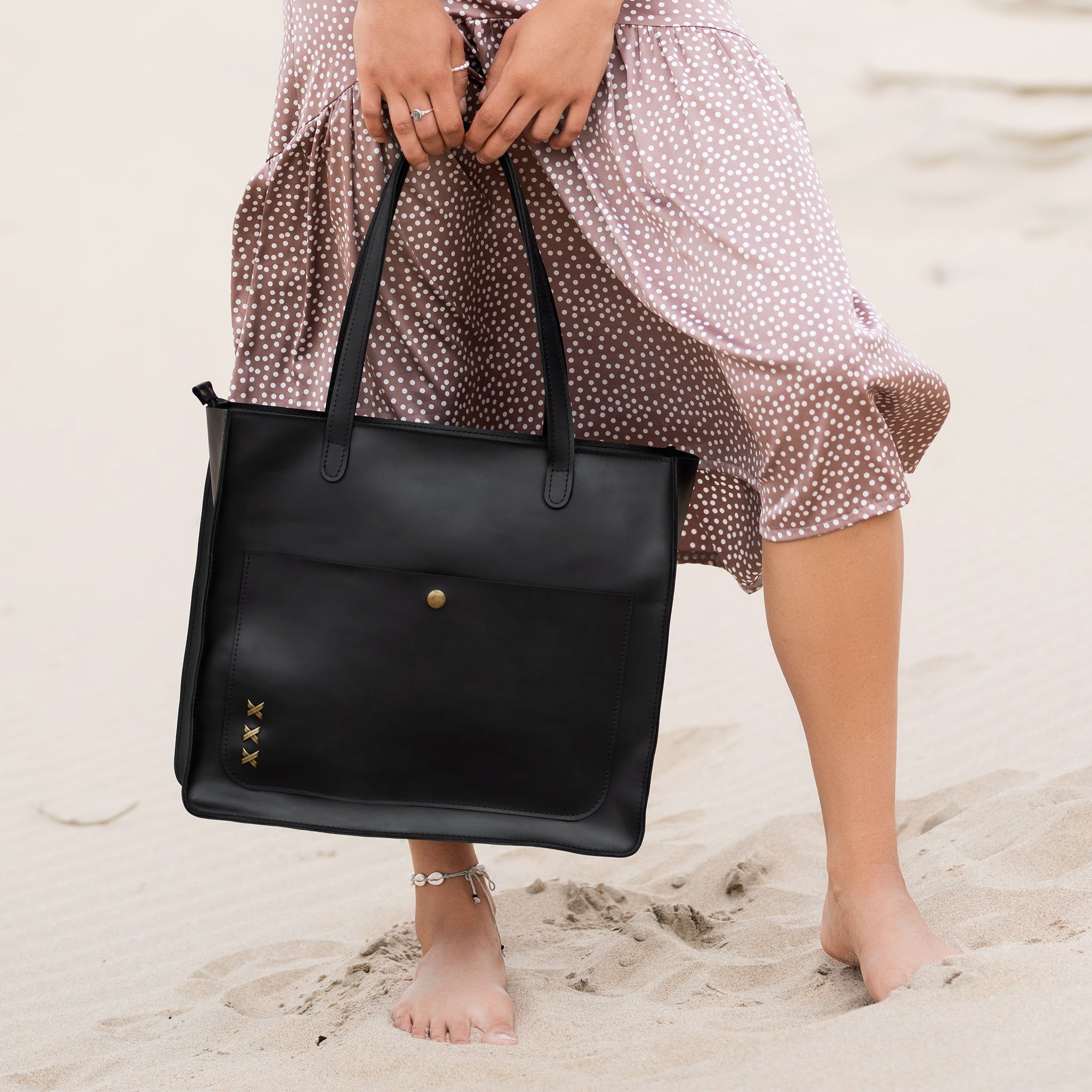 Handmade Leather Tote Laptop Bag For Women 13"and 14 inch. Laptops - Western