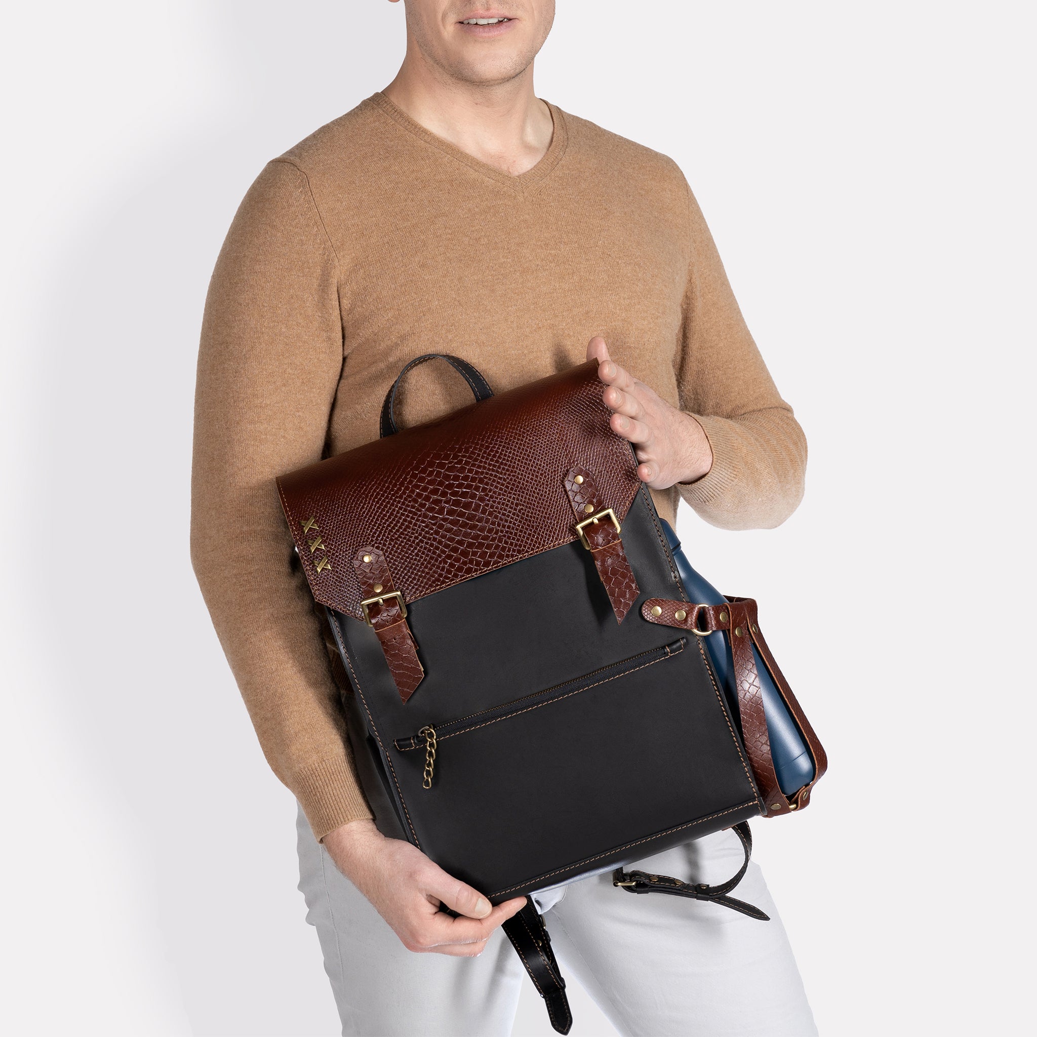 Men's Leather Classic Backpack - 13", 14", 15" and 16" inch. laptops