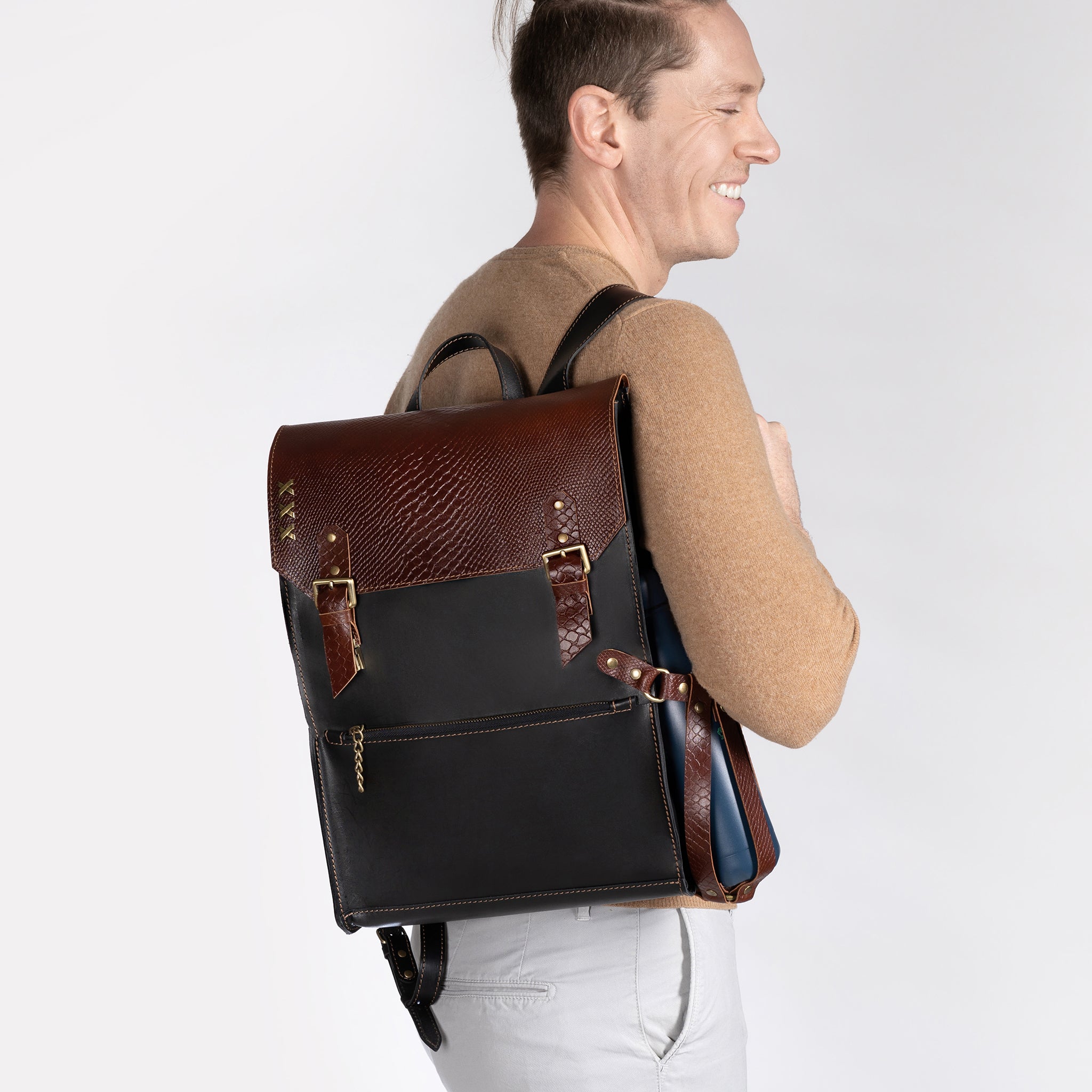 Men's Leather Classic Backpack - 13", 14", 15" and 16" inch. laptops