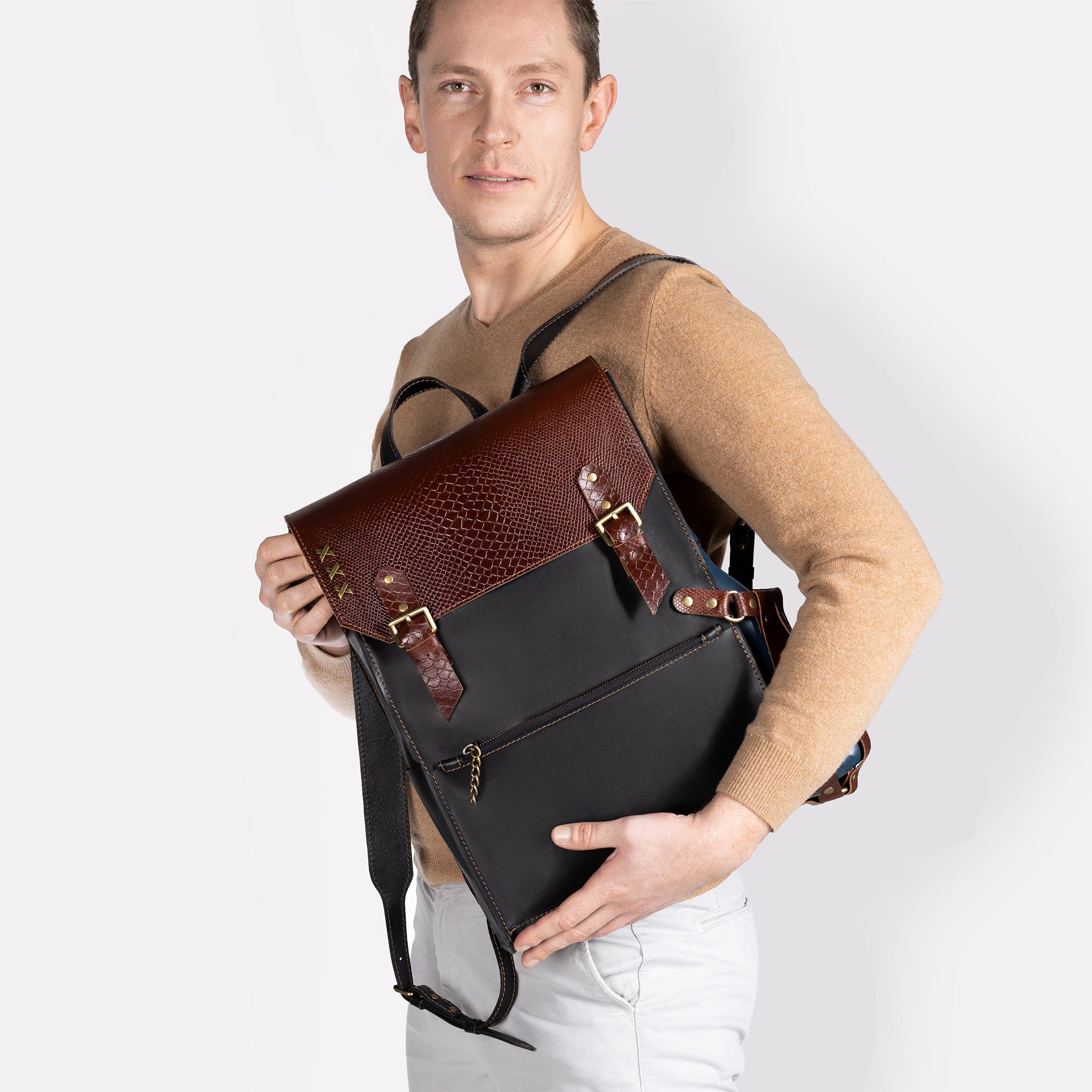 Men's Leather Classic Backpack - 13", 14", 15" and 16" inch. laptops