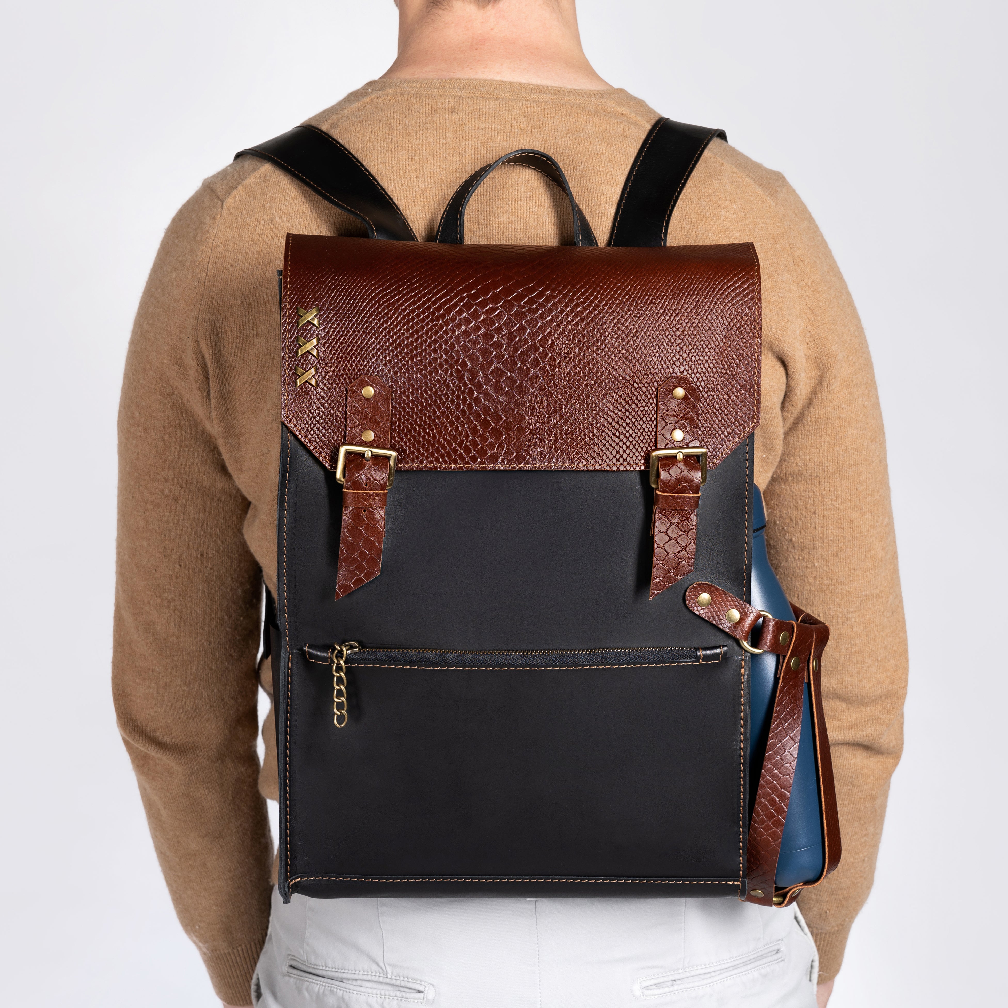 Men's Leather Classic Backpack - 13", 14", 15" and 16" inch. laptops