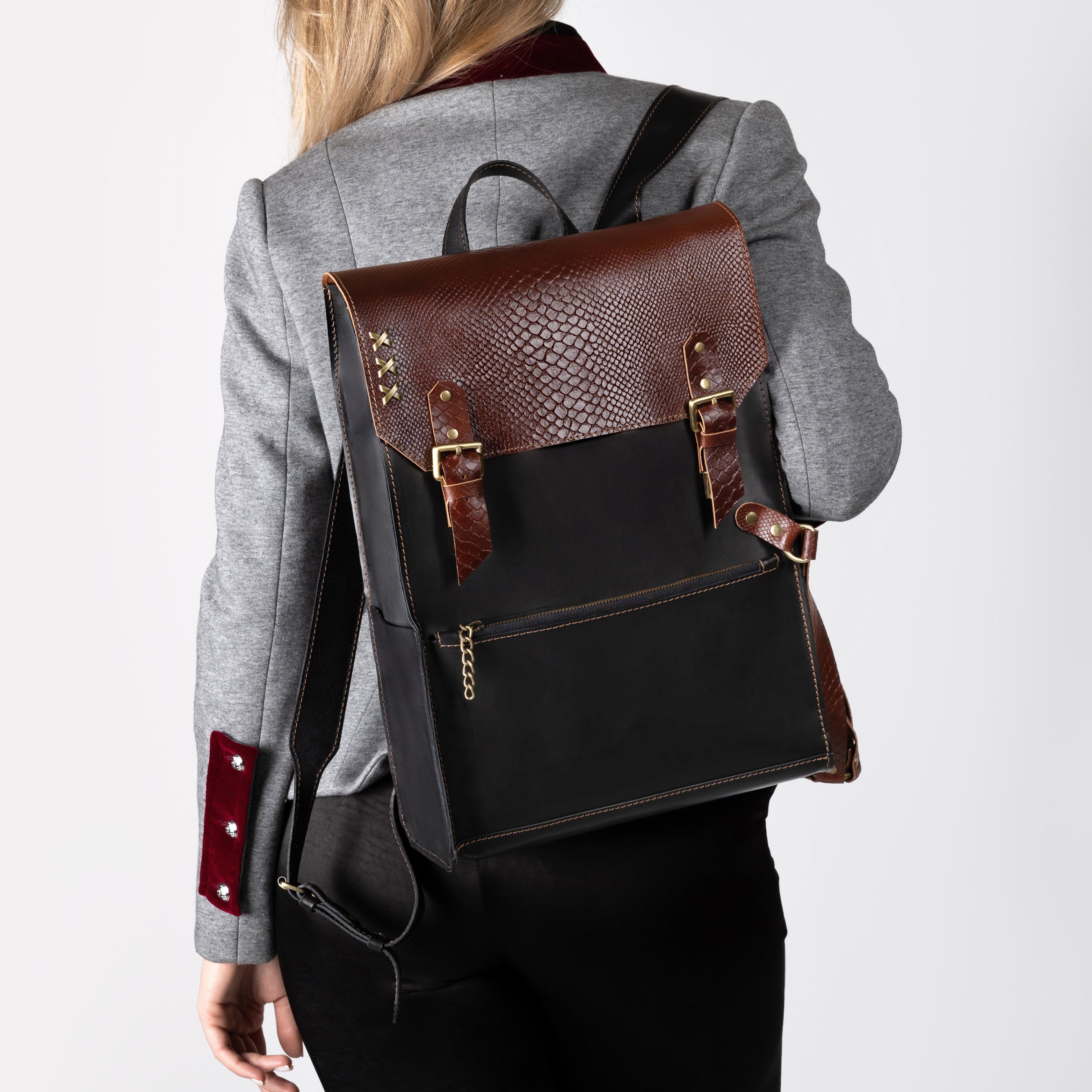 Women's Handcrafting Leather Backpack - Classic Spirit 13", 14", 15" and 16" inch. laptops