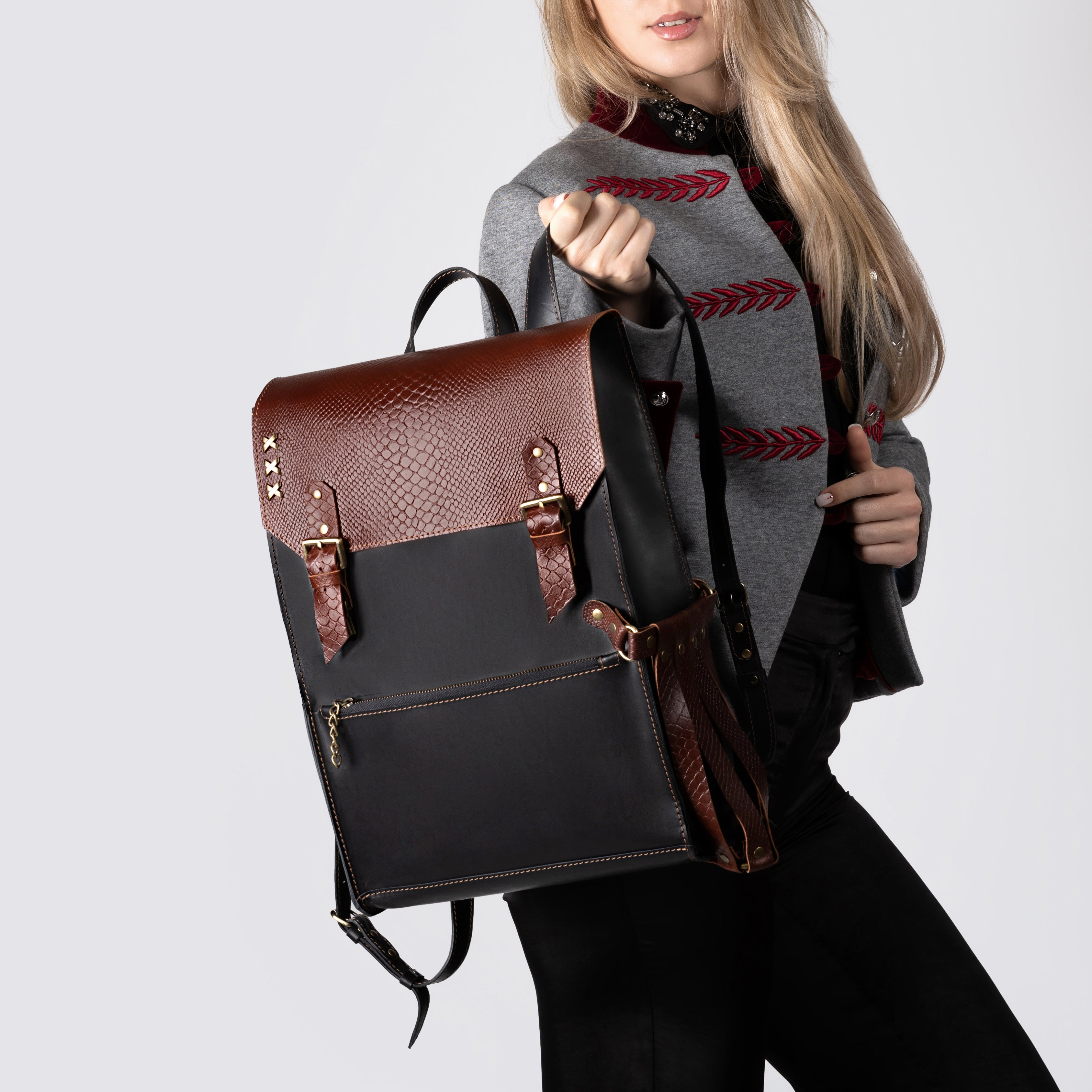 Women's Handcrafting Leather Backpack - Classic Spirit 13", 14", 15" and 16" inch. laptops