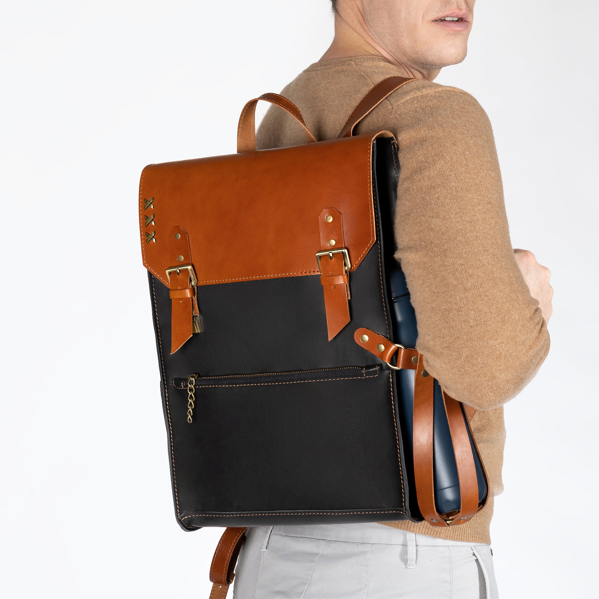 Men's Leather Classic Backpack - 13", 14", 15" and 16" inch. laptops