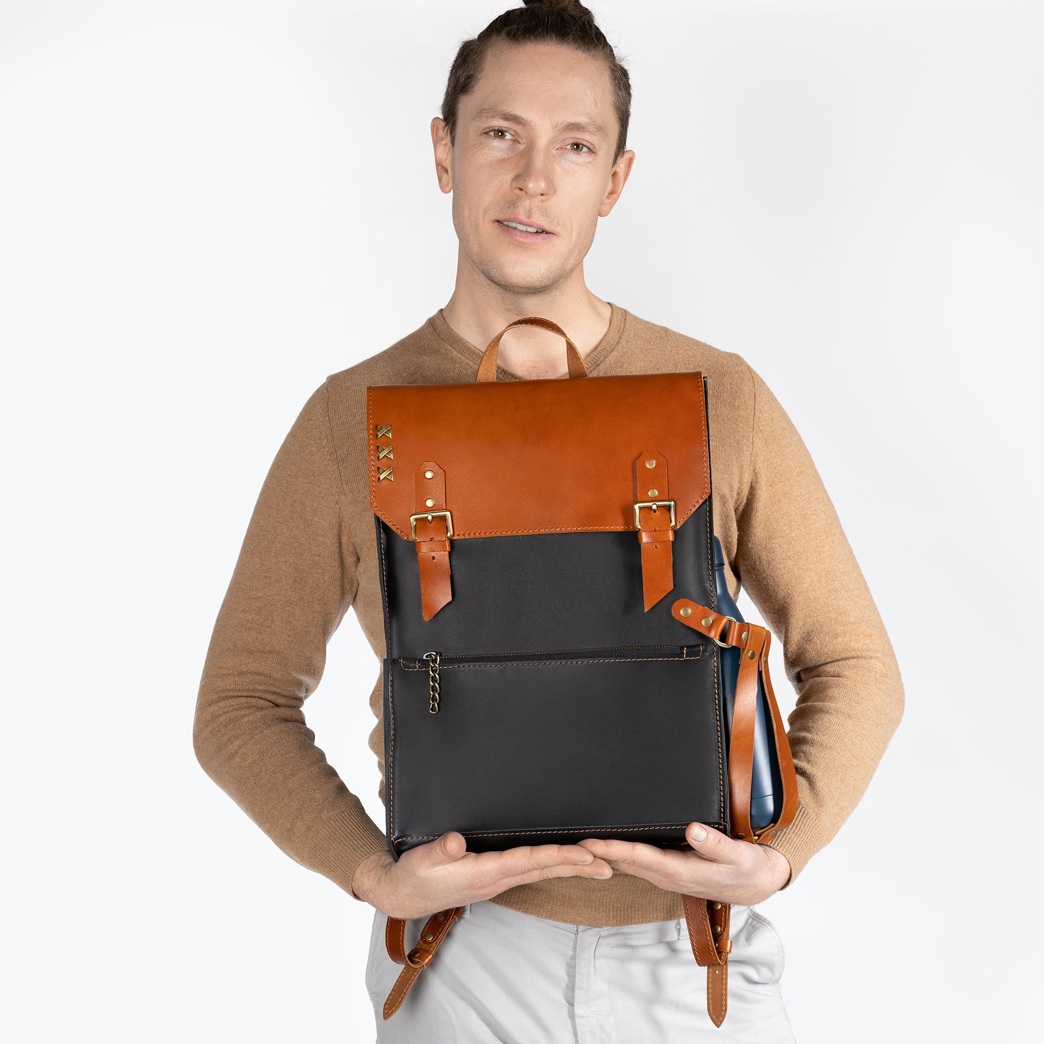 Men's Leather Classic Backpack - 13", 14", 15" and 16" inch. laptops