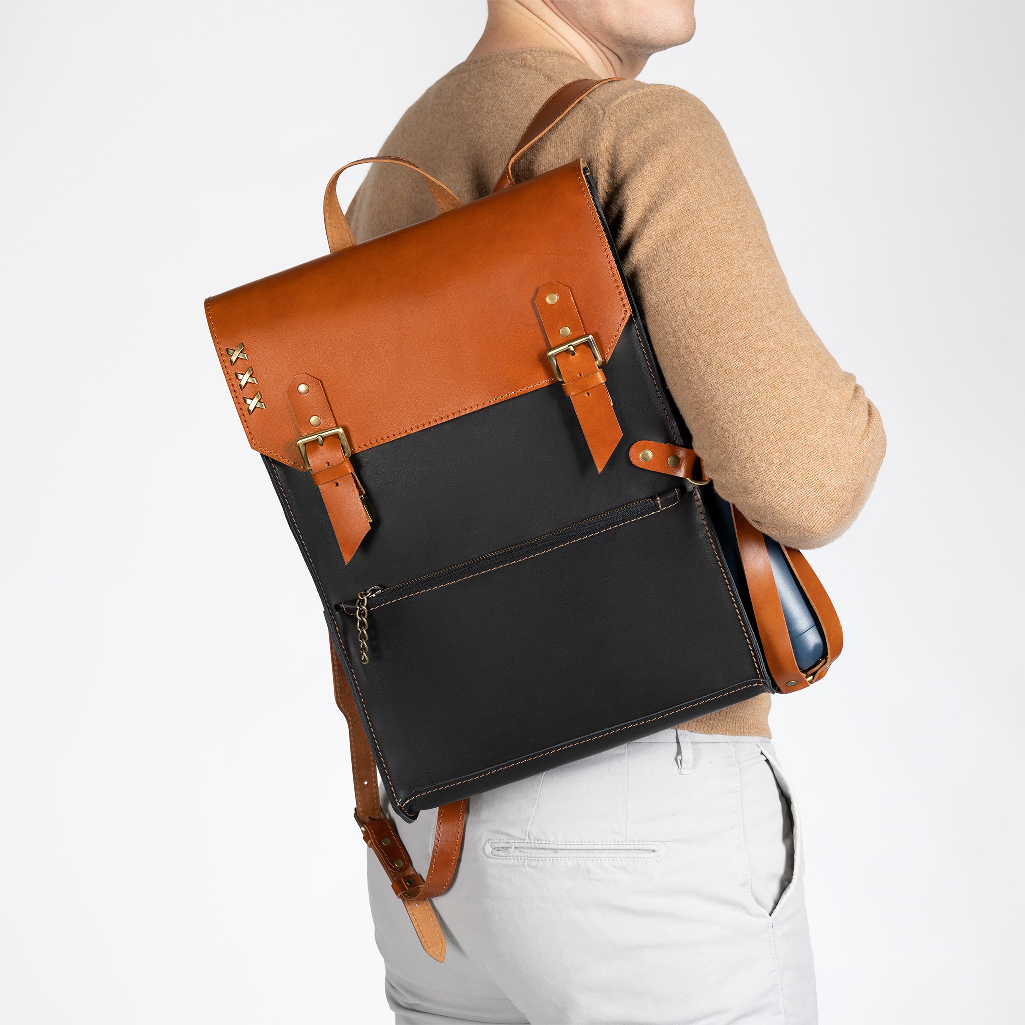 Men's Leather Classic Backpack - 13", 14", 15" and 16" inch. laptops