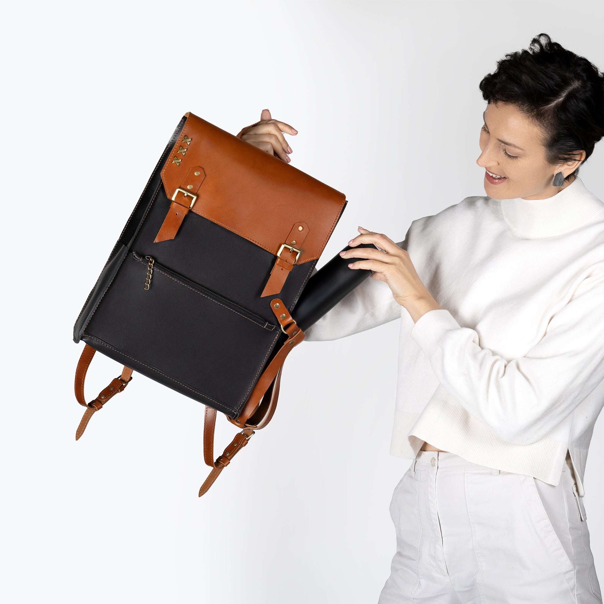 Women's Handcrafting Leather Backpack - Classic Spirit 13", 14", 15" and 16" inch. laptops