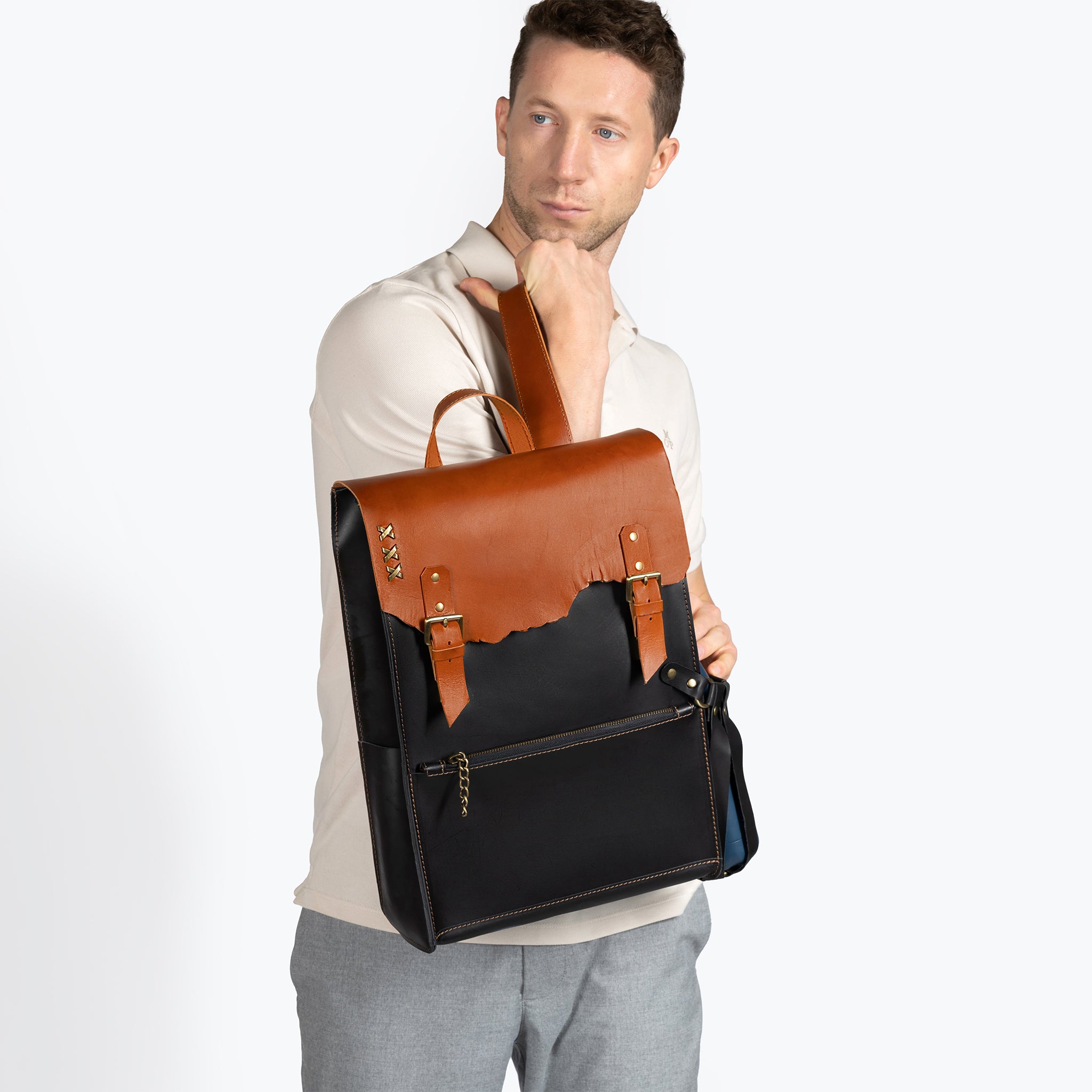 Men's Handcrafting Leather Backpack - 13", 14", 15" and 16" inch. laptops- Wild Spirit