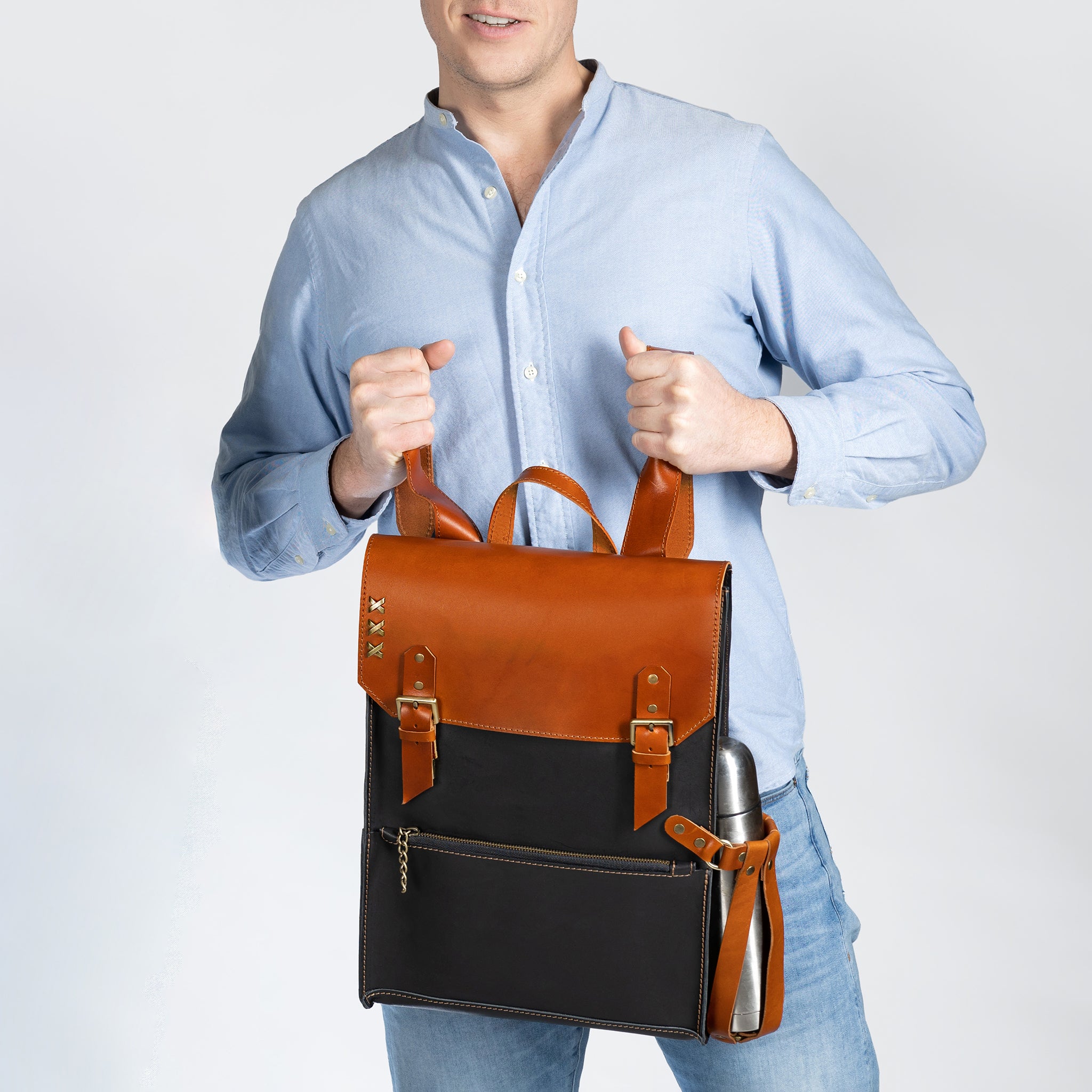 Men's Handcrafting Leather Backpack - 13", 14", 15" and 16" inch. laptops- Wild Spirit