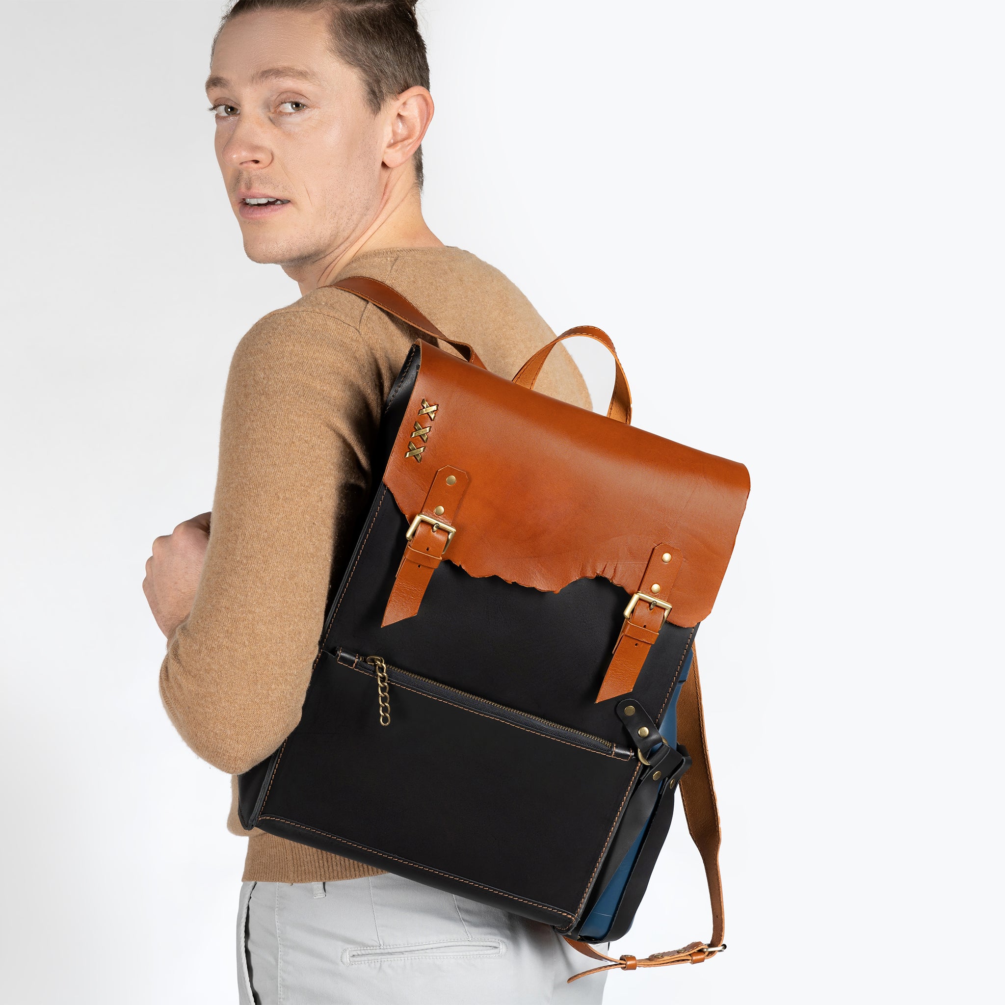 Men's Handcrafting Leather Backpack - 13", 14", 15" and 16" inch. laptops- Wild Spirit