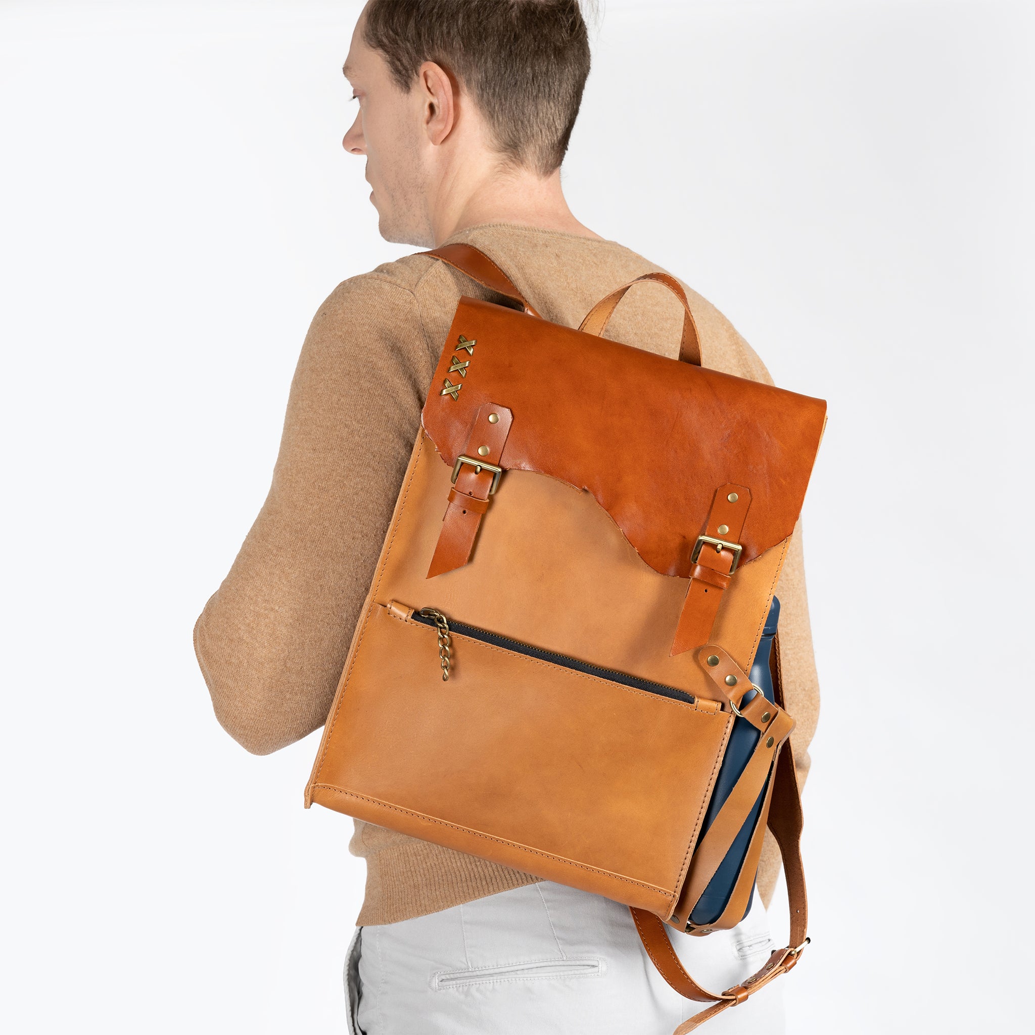 Men's Handcrafting Leather Backpack - 13", 14", 15" and 16" inch. laptops- Wild Spirit