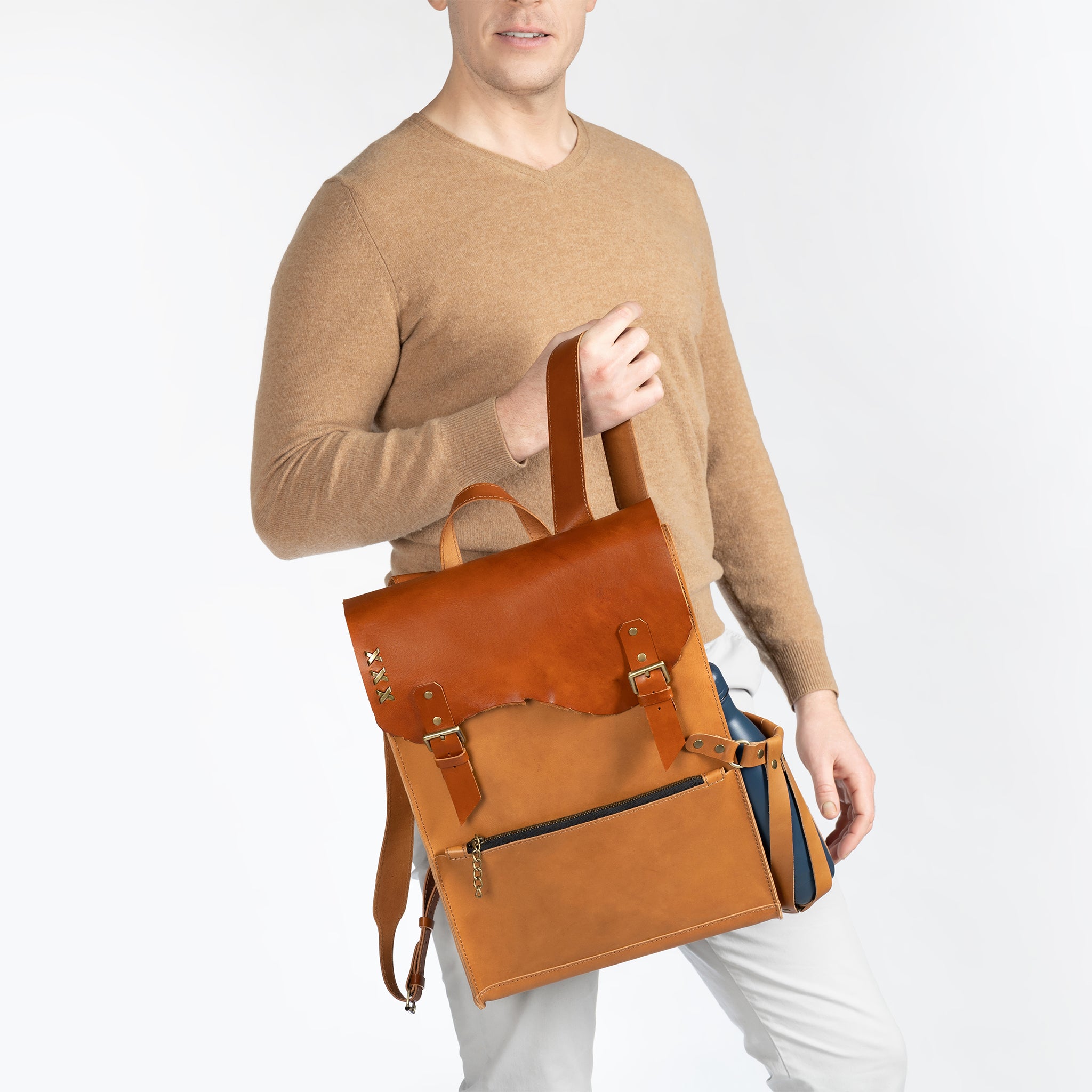 Men's Handcrafting Leather Backpack - 13", 14", 15" and 16" inch. laptops- Wild Spirit