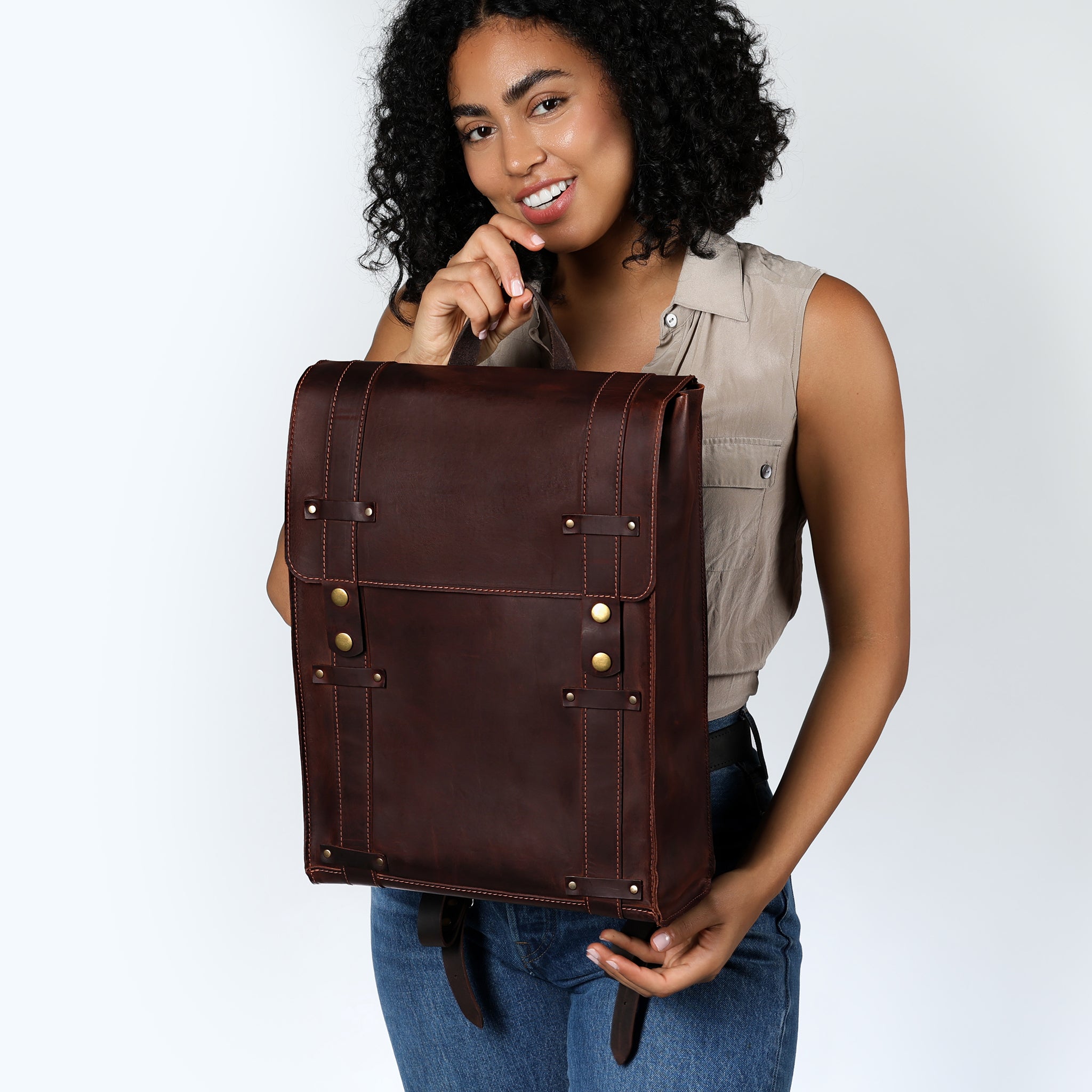 Women's Handcrafting Leather Backpack - Storyteller 13", 14", 15" and 16" inch laptops
