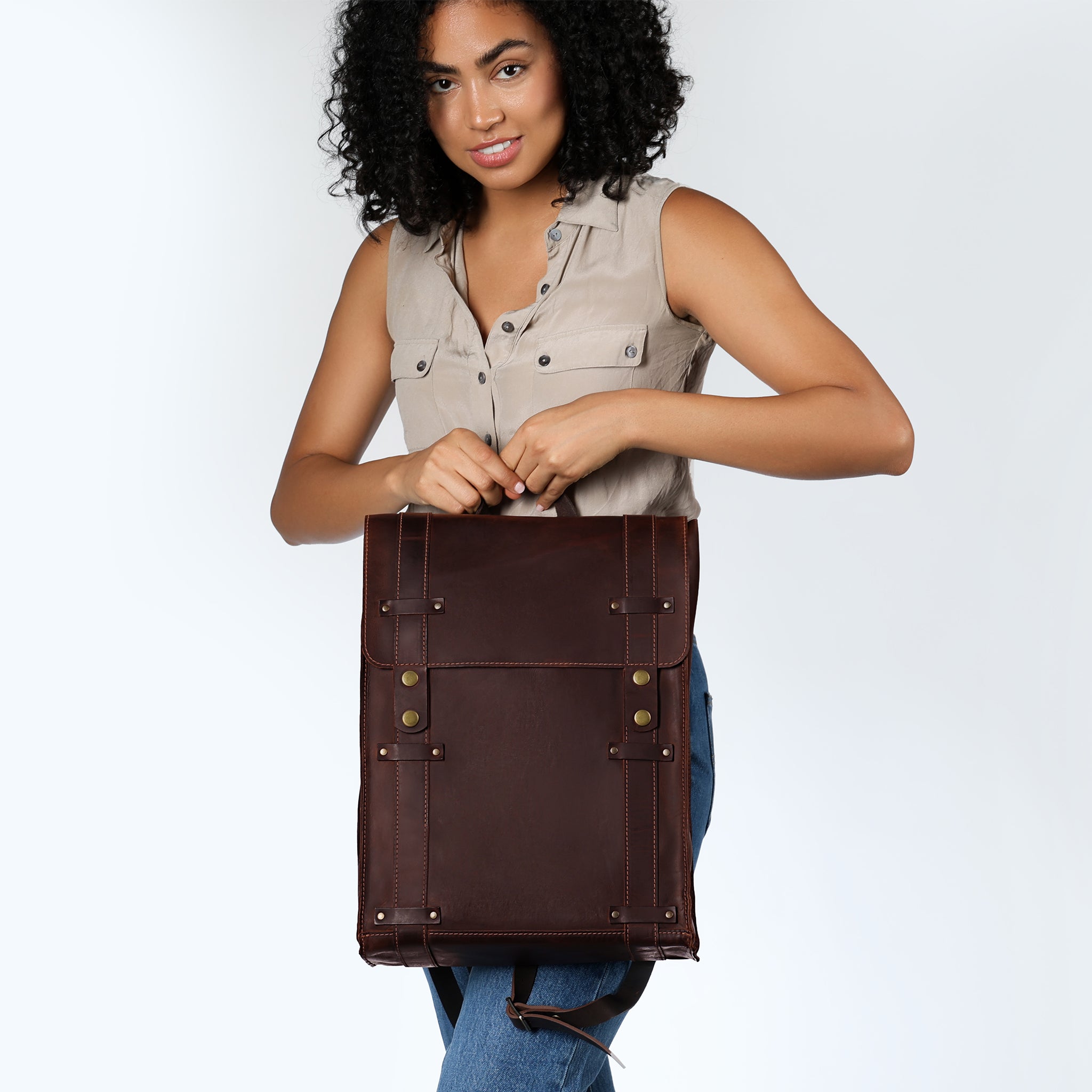 Women's Handcrafting Leather Backpack - Storyteller 13", 14", 15" and 16" inch laptops