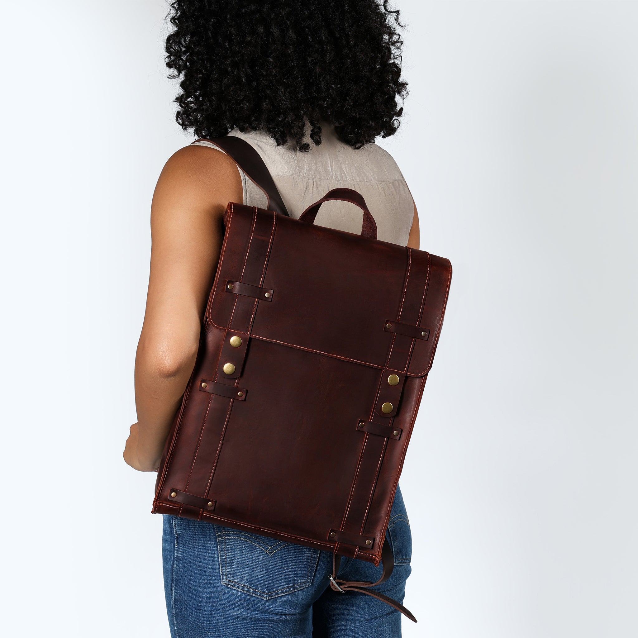 Women's Handcrafting Leather Backpack - Storyteller 13", 14", 15" and 16" inch laptops