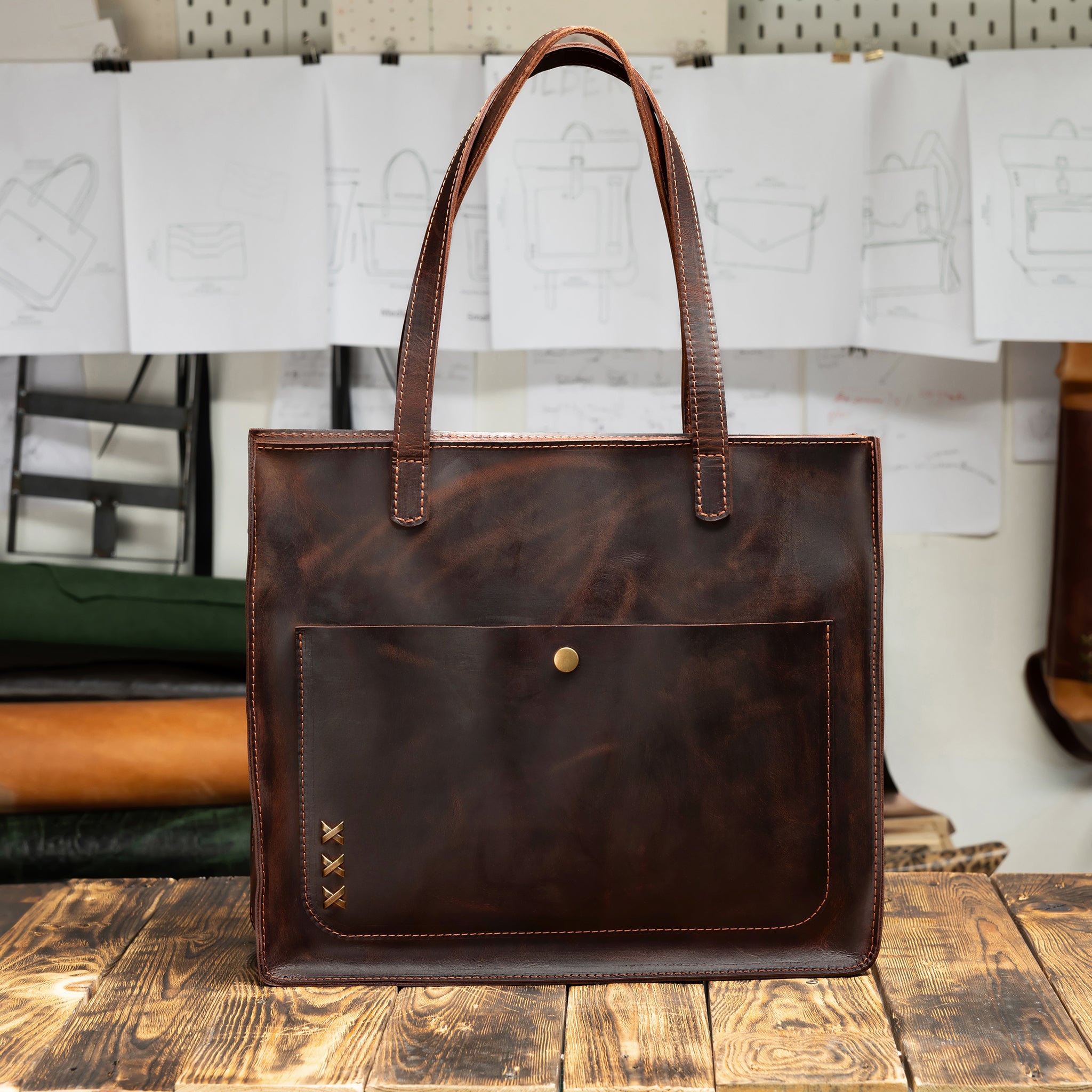 Handmade Leather Tote Laptop Bag For Women 13"and 14 inch. Laptops - Western