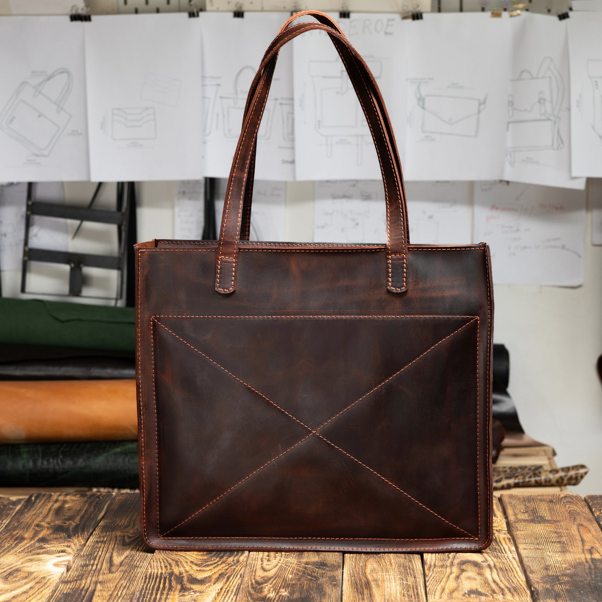 Handmade Leather Tote Laptop Bag For Women 13"and 14 inch. Laptops - Western