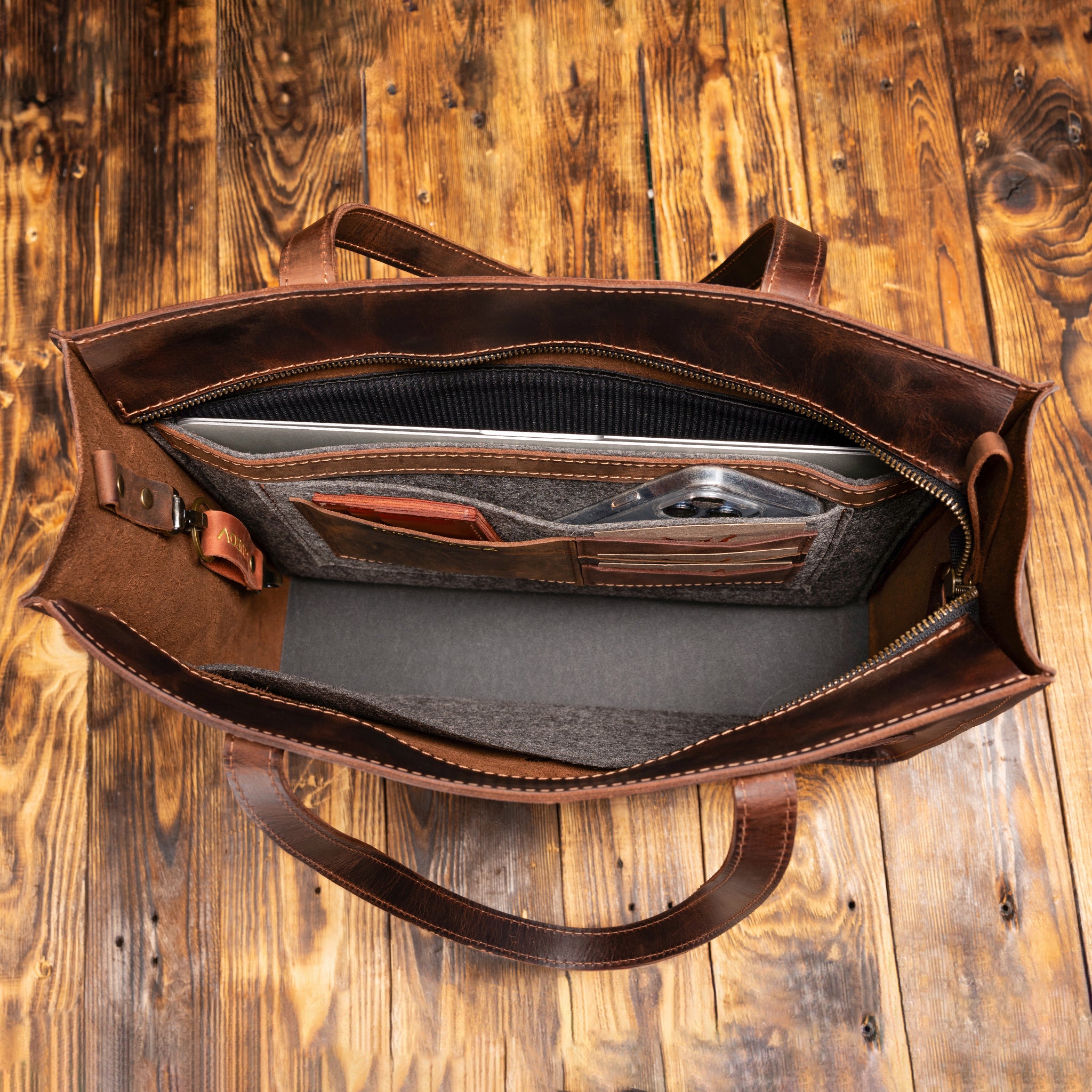 Handmade Leather Tote Laptop Bag For Women 13"and 14 inch. Laptops - Western