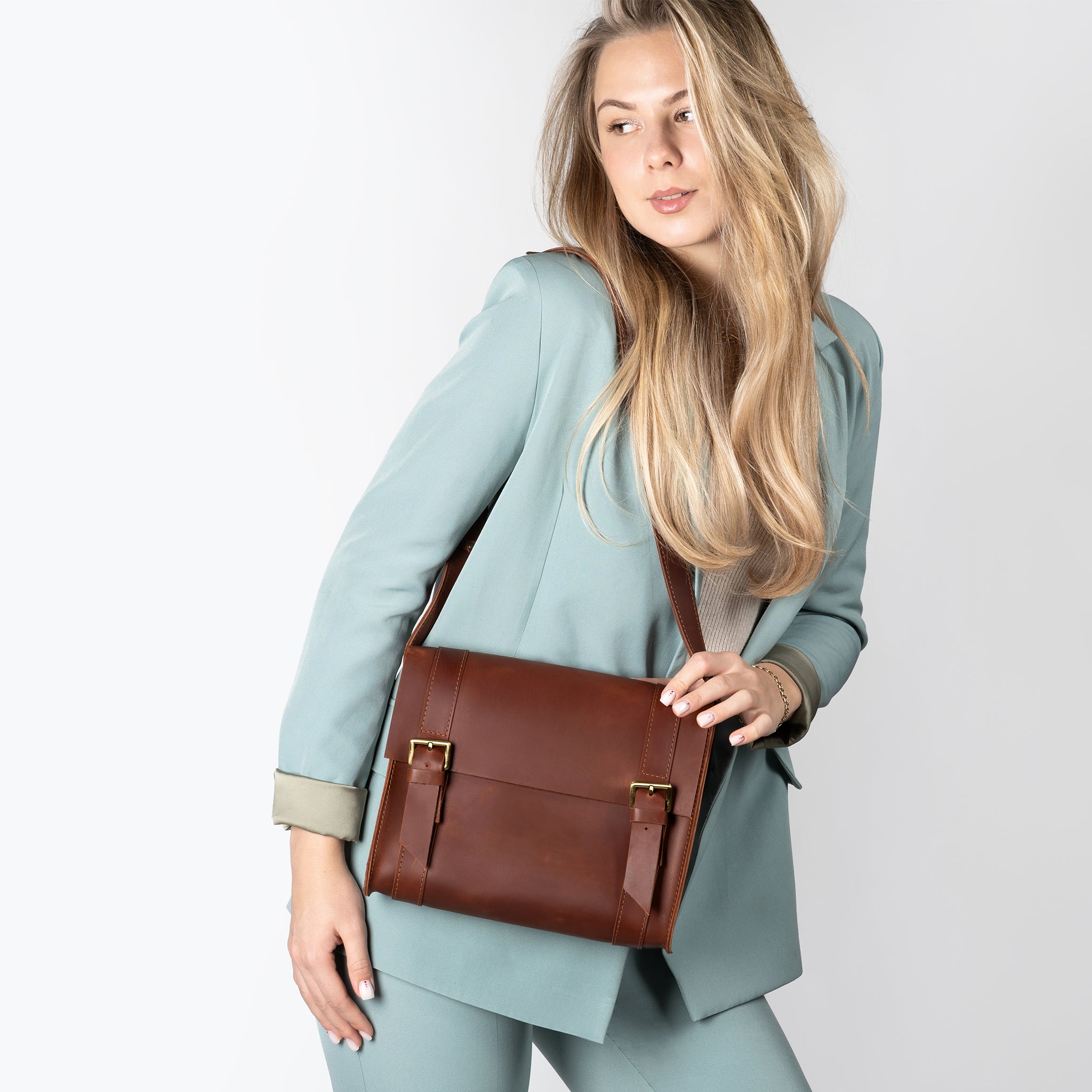 Handmade Leather Satchel Bag Crossbody Bag Women - Vintage wood