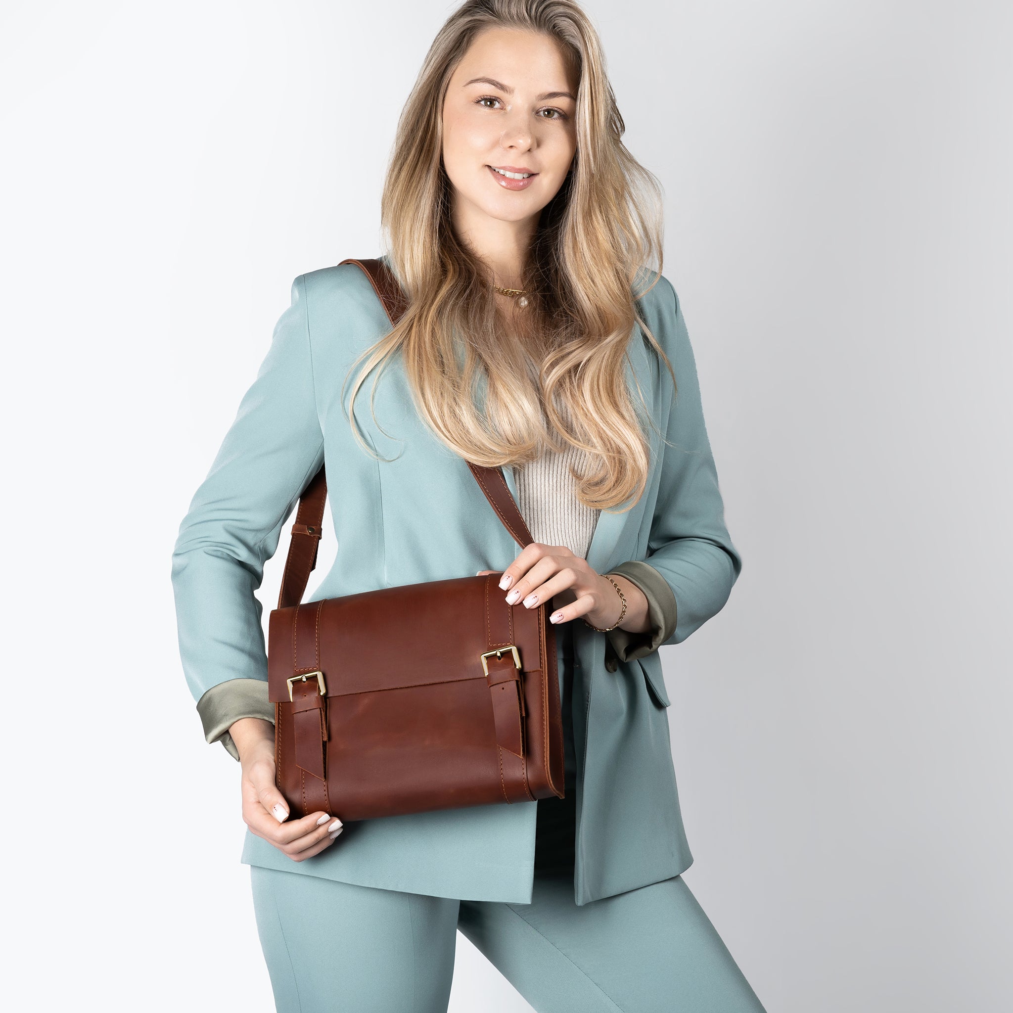 Handmade Leather Satchel Bag Crossbody Bag Women - Vintage wood